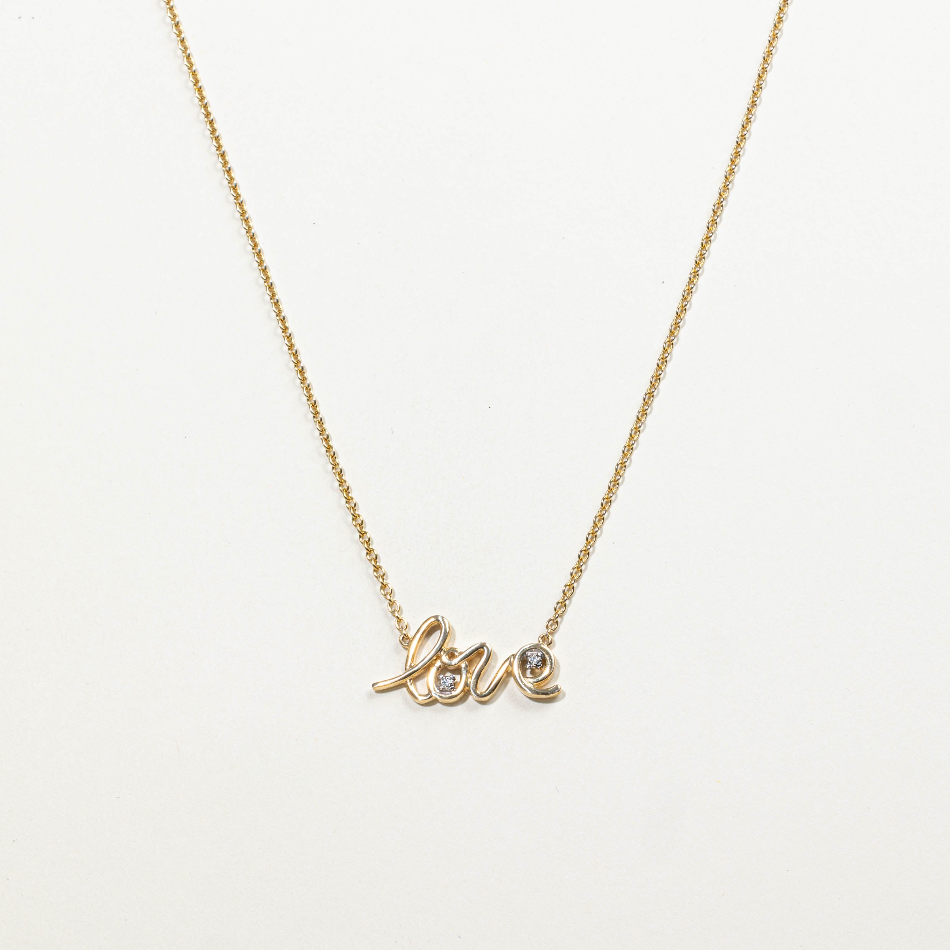 14k Diamond "Love" Pendant Necklace | 0.02ctw | 19"