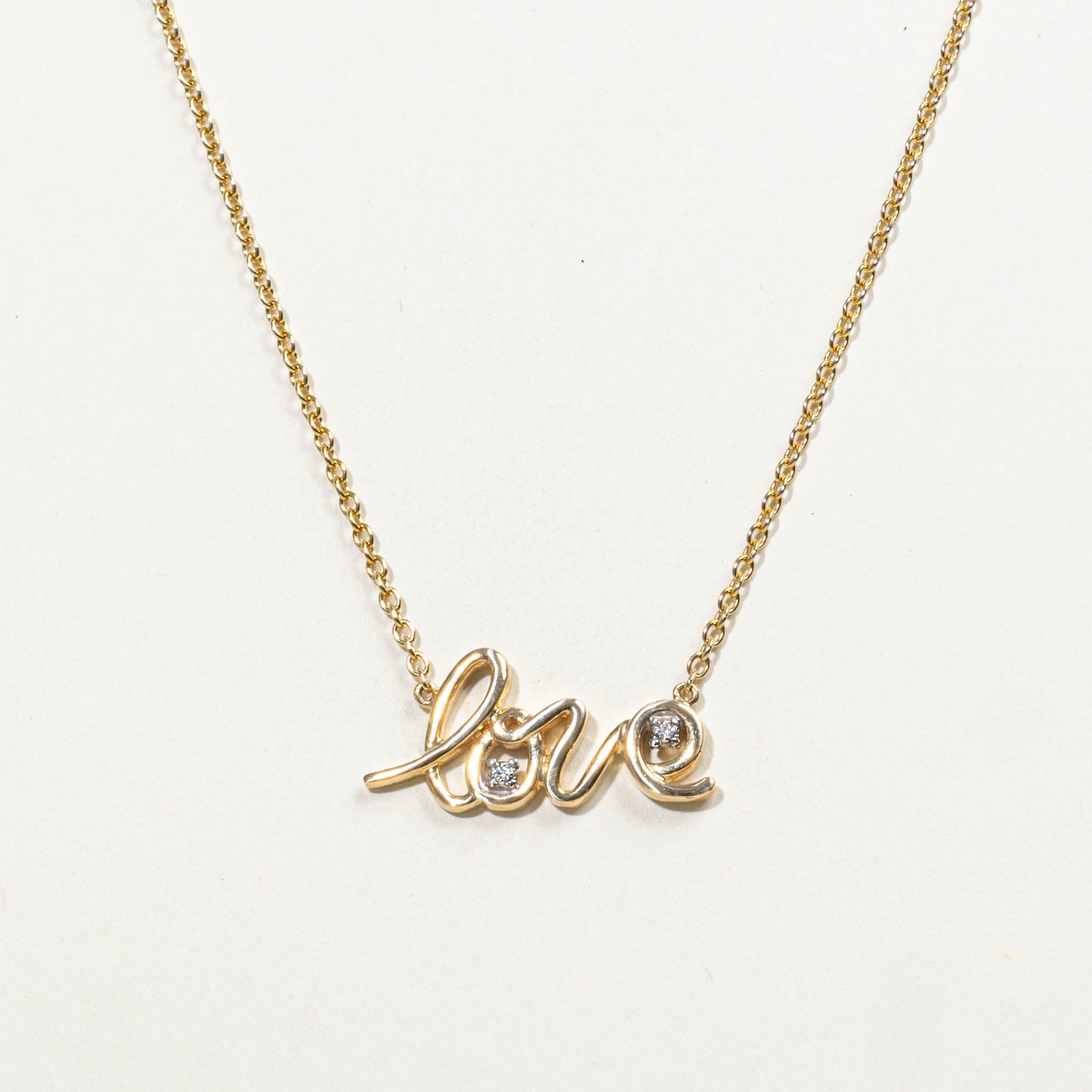 14k Diamond "Love" Pendant Necklace | 0.02ctw | 19"