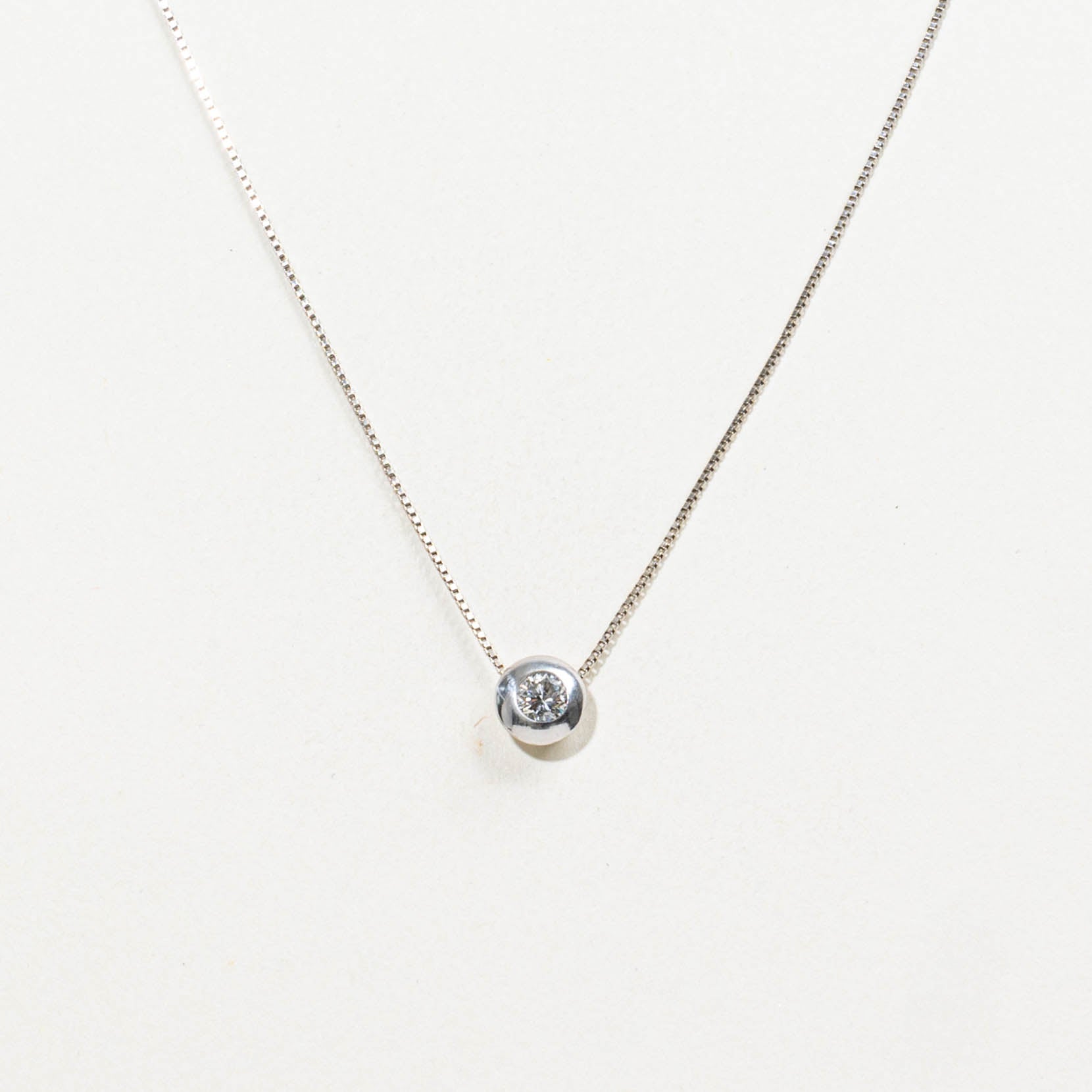 14k Bezel Set Diamond Pendant Necklace | 0.15ctw | 19"