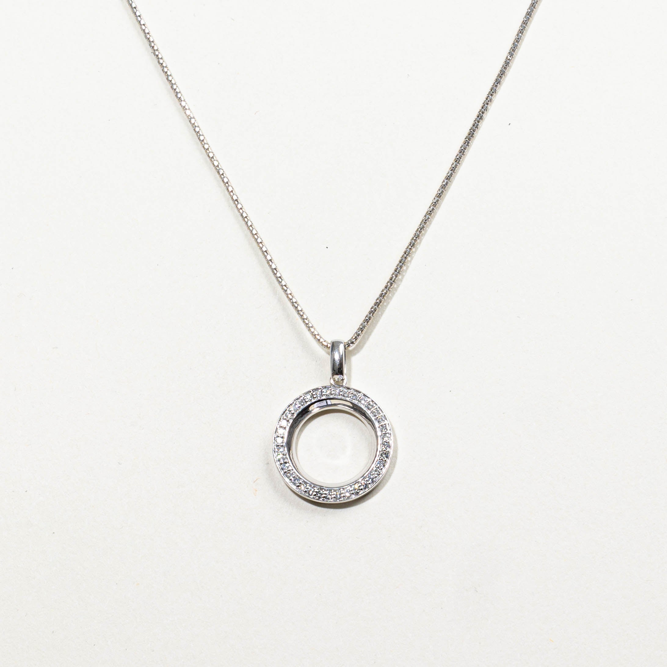 14k Diamond Circle Pendant Necklace | 0.30ctw | 22"