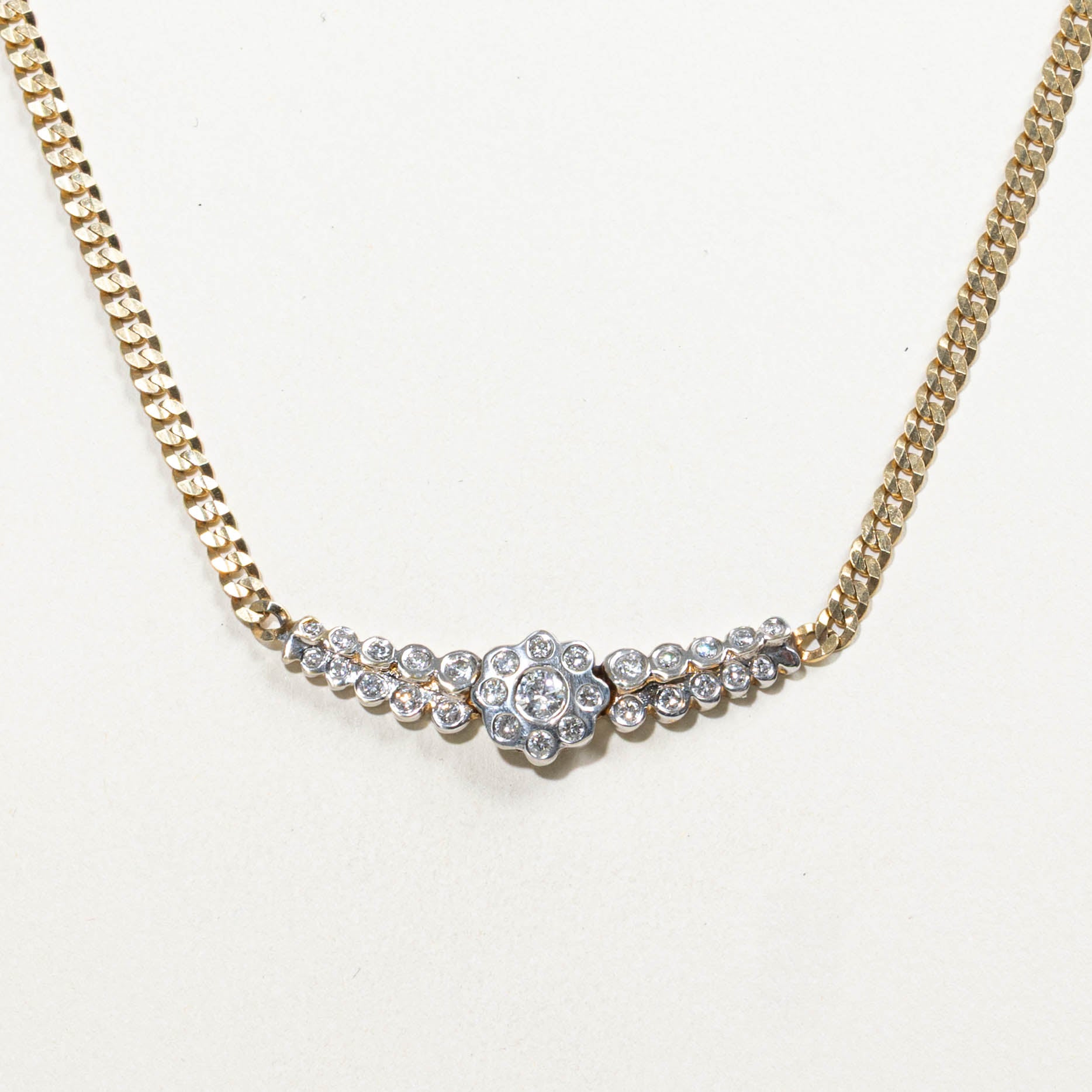 14k Diamond Floral Cluster Necklace | 1.00ctw | 16"