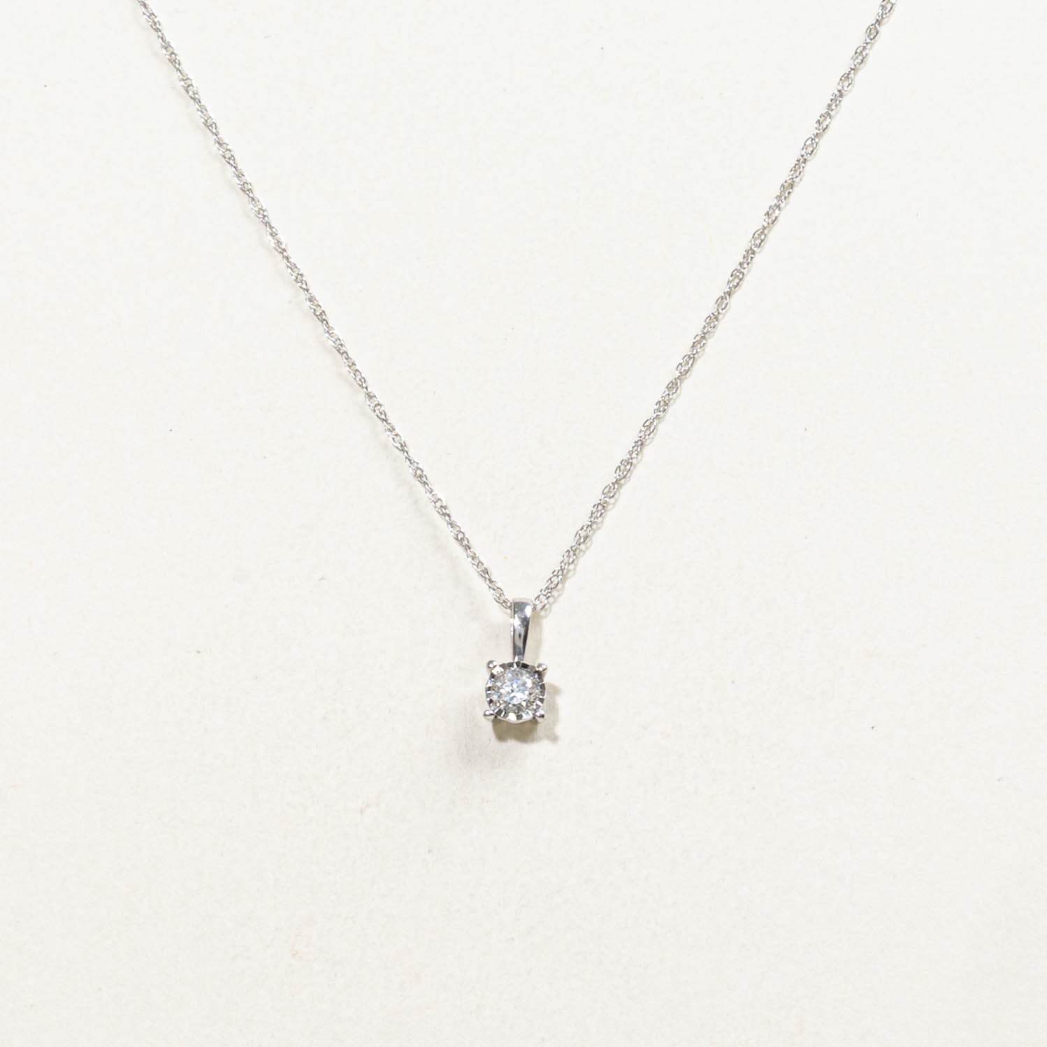 10k Solitaire Diamond Pendant Necklace | 0.10ctw | 18"