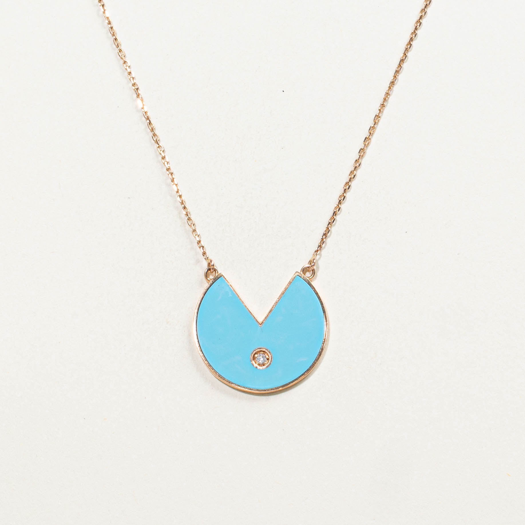 14k Rose Gold Diamond Geometric Pendant Necklace | 0.02ctw | 18"