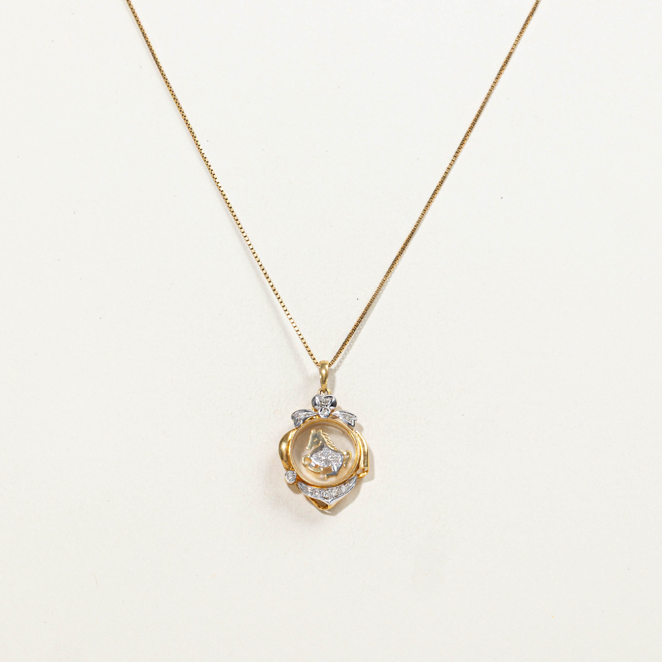 18k Diamond Moving Horse Pendant Necklace | 0.07ctw | 17"