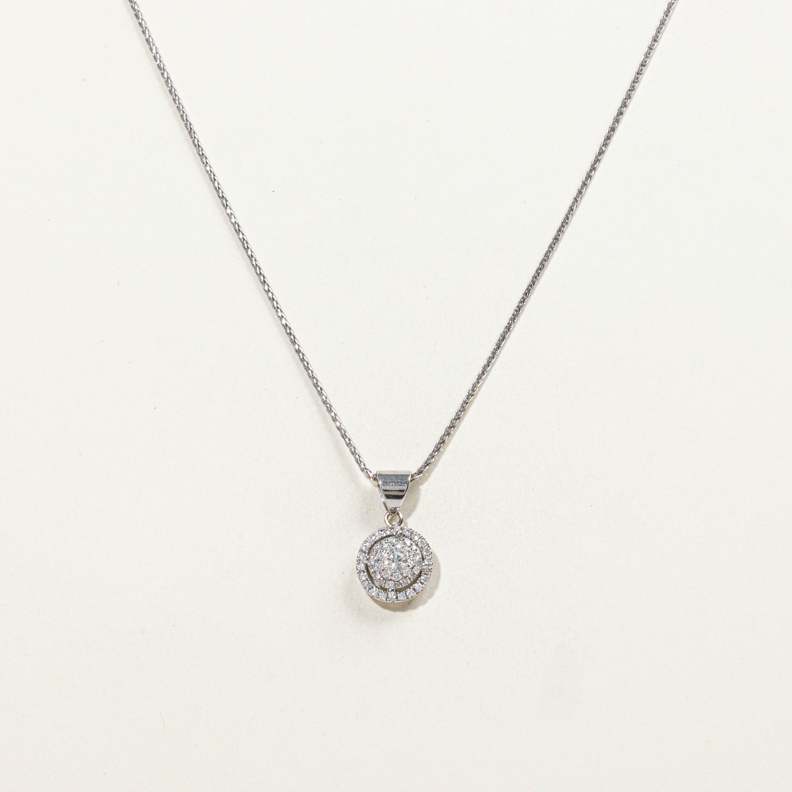 14k Illusion Set Diamond Halo Pendant Necklace | 0.50ctw | 16"
