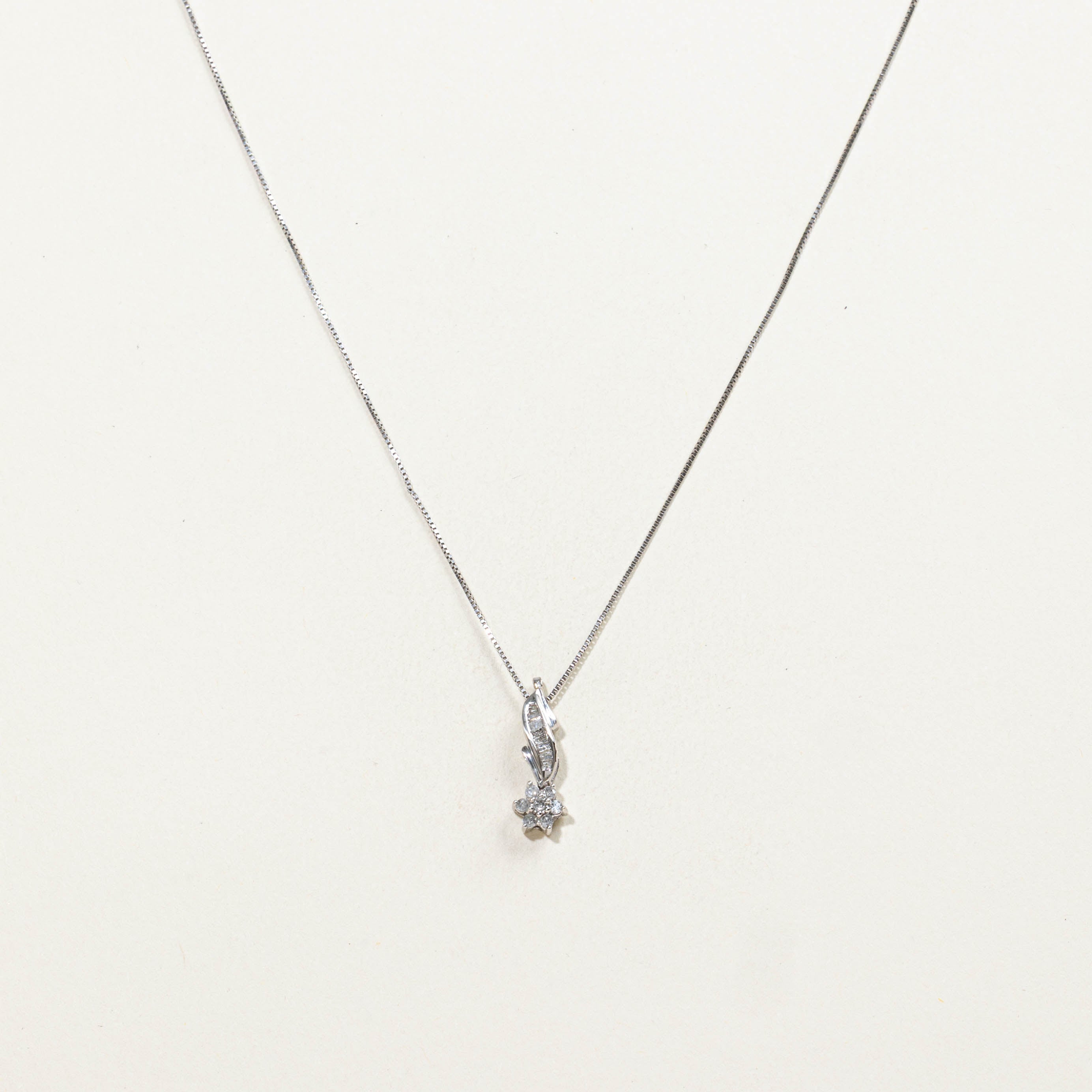 10k Diamond Flower Cluster Pendant Necklace | 0.12ctw | 18"