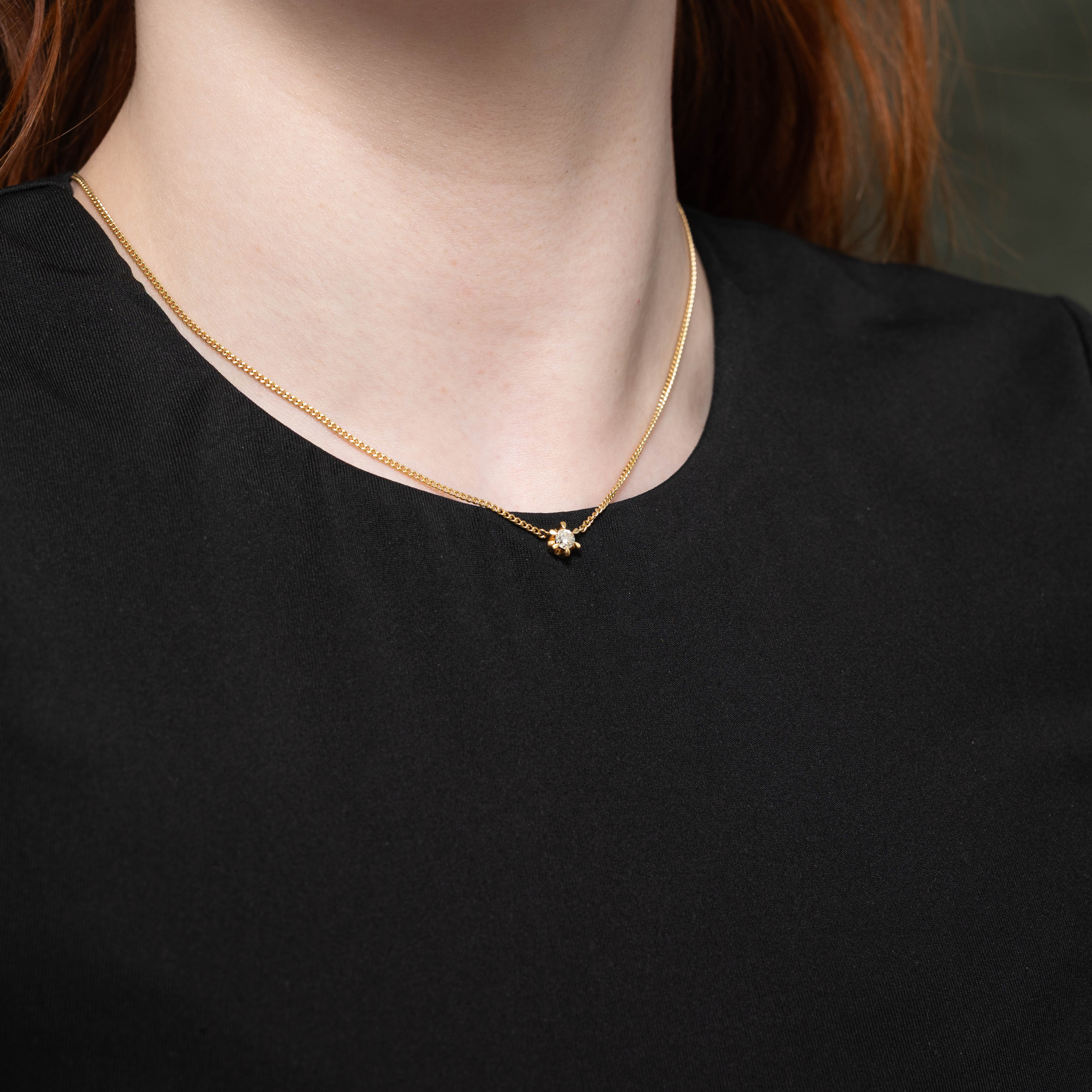 18k Solitiare Diamond Pendant Necklace | 0.28ct | 16"
