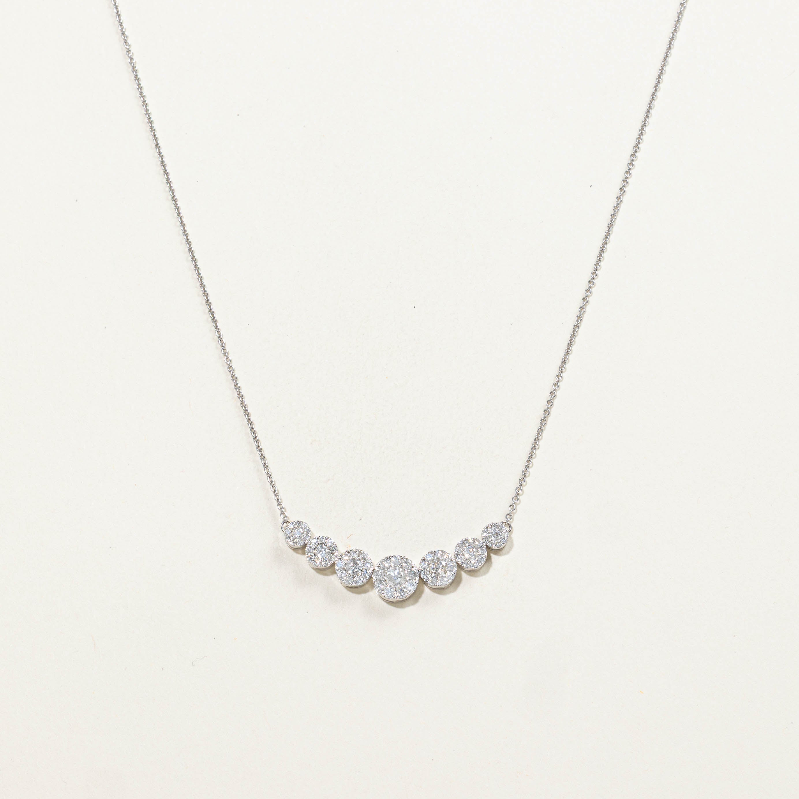 10k Graduated Diamond Clusters Pendant Necklace | 1.00ctw | 20"