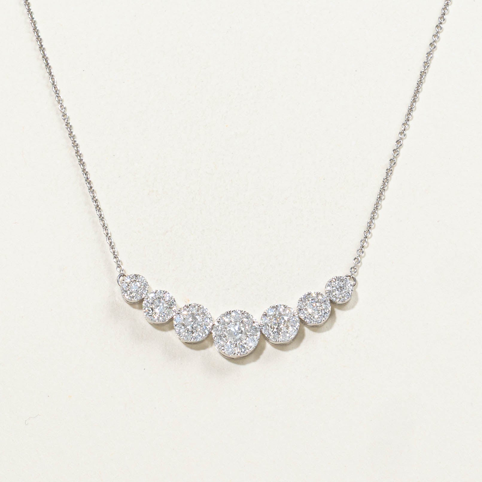 10k Graduated Diamond Clusters Pendant Necklace | 1.00ctw | 20"
