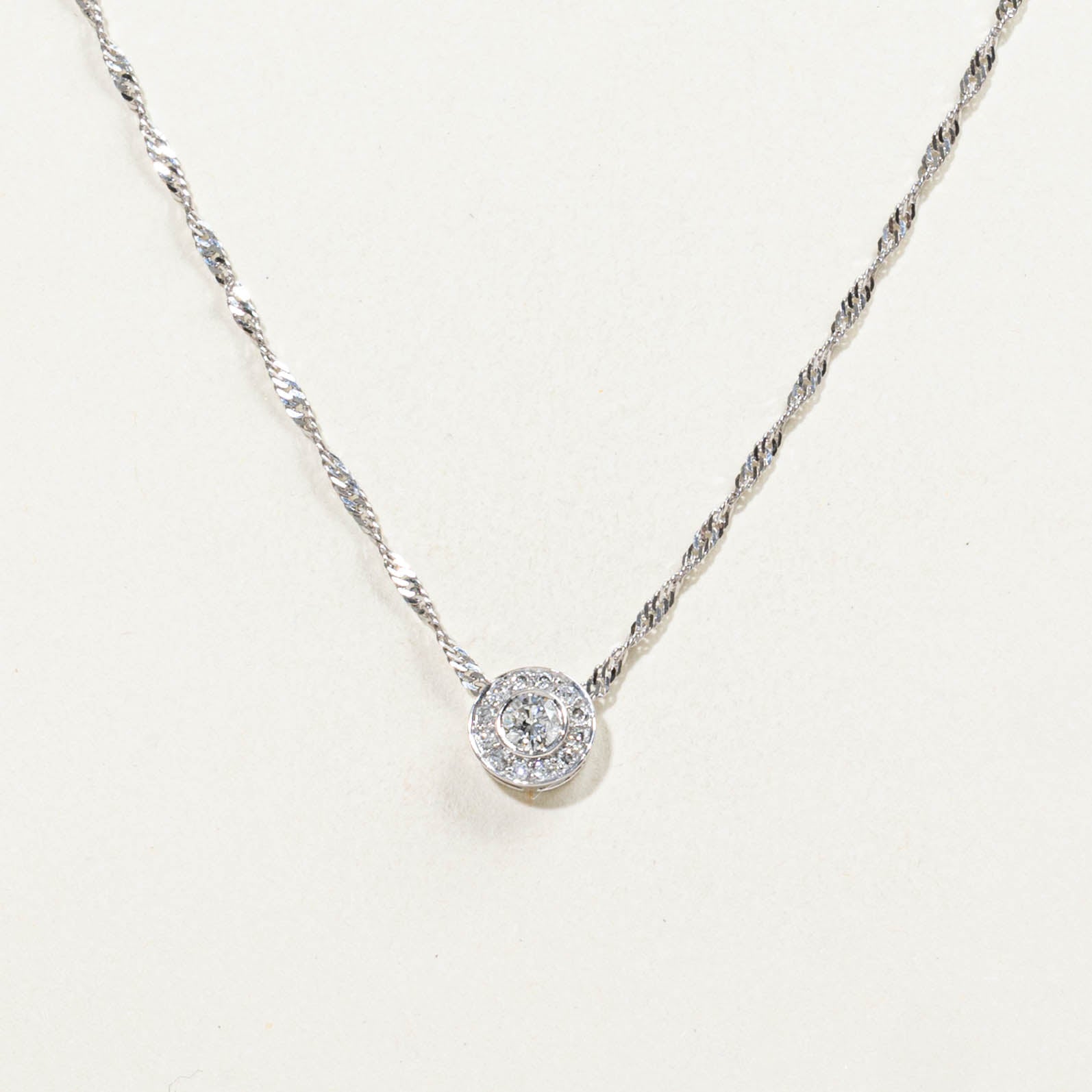 14k Diamond Cluster Halo Pendant Necklace | 0.32ctw | 18"