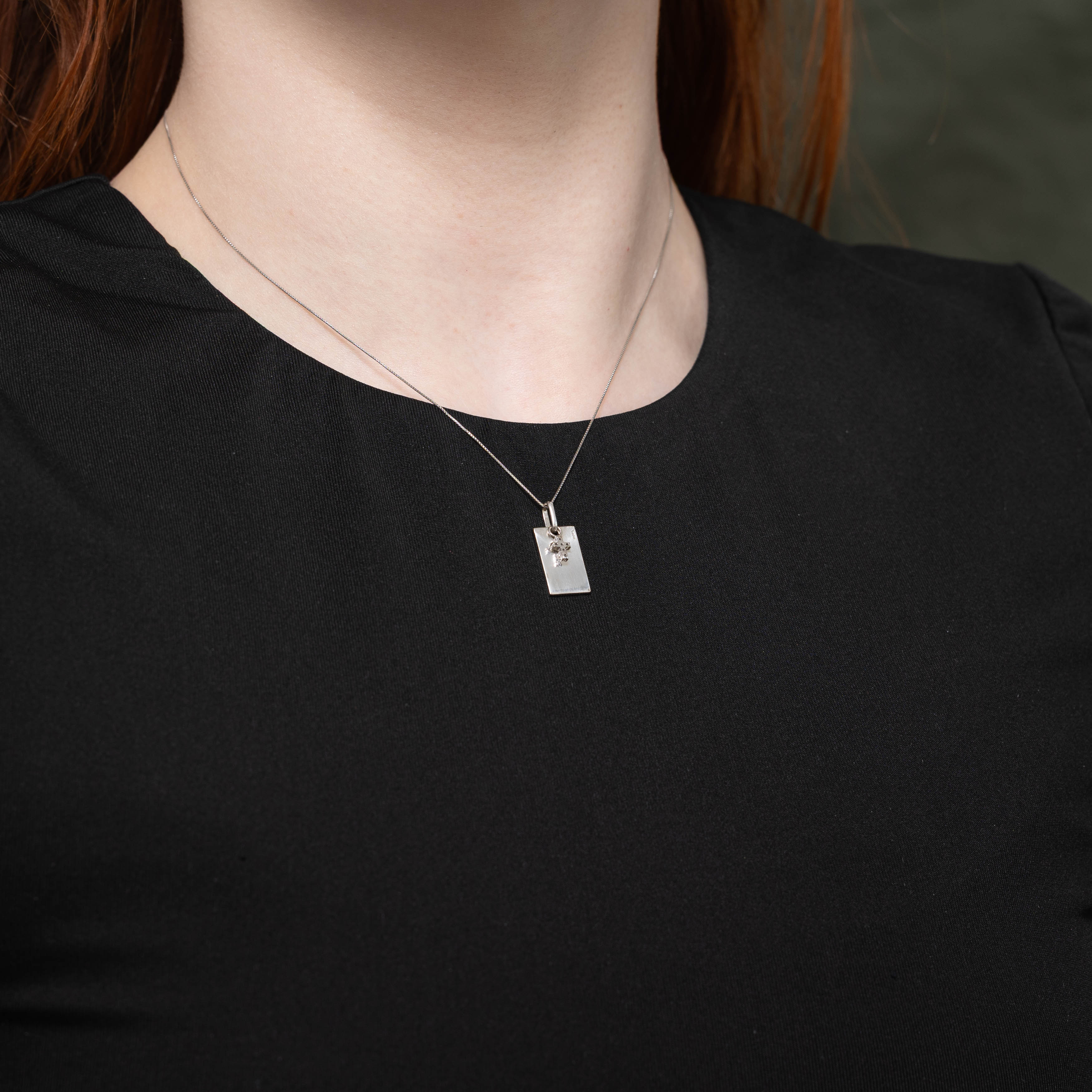 18k Diamond Cross Tag Pendant Necklace | 0.03ctw | 16"