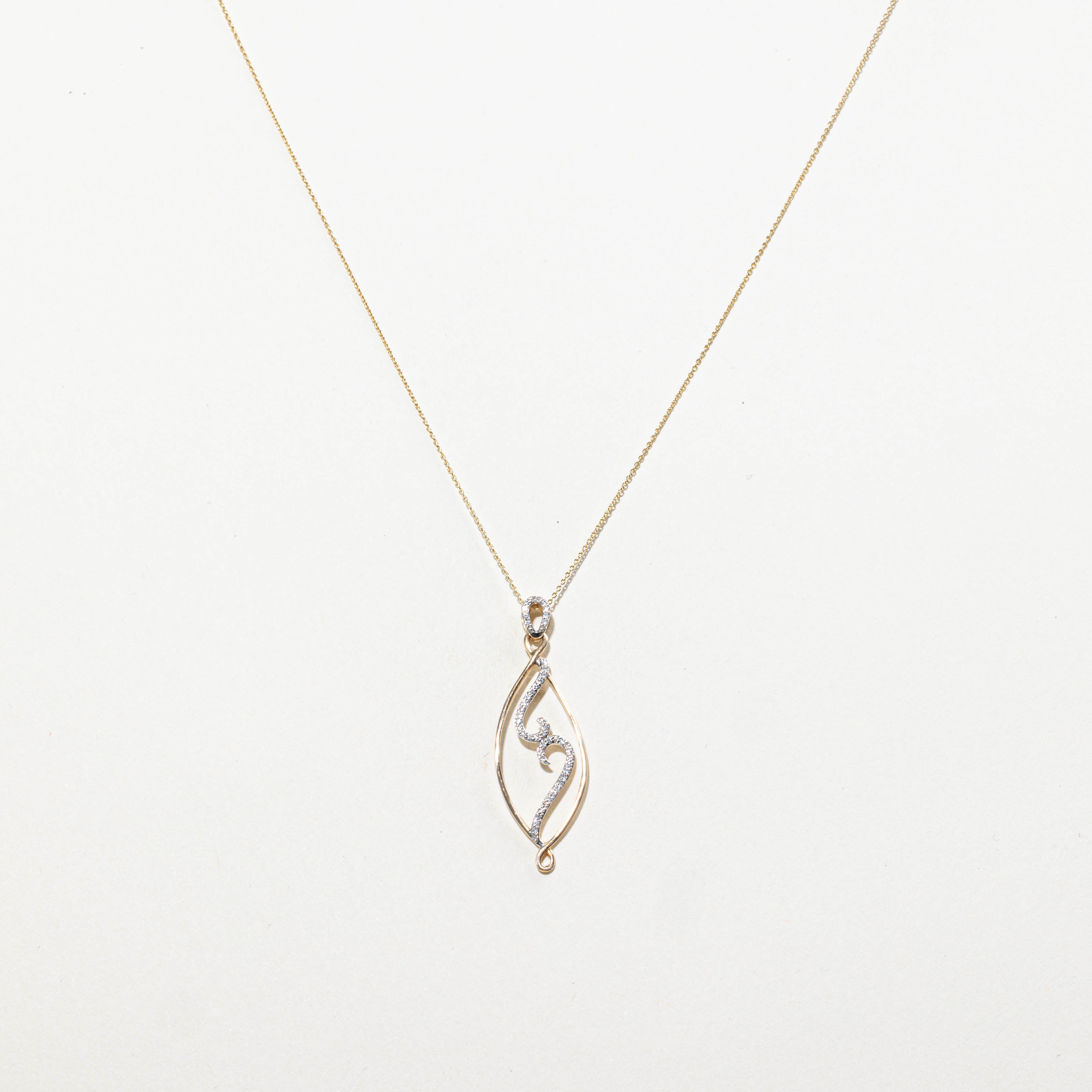 14k Diamond Swirl Geometric Pendant Necklace | 0.15ctw | 18"