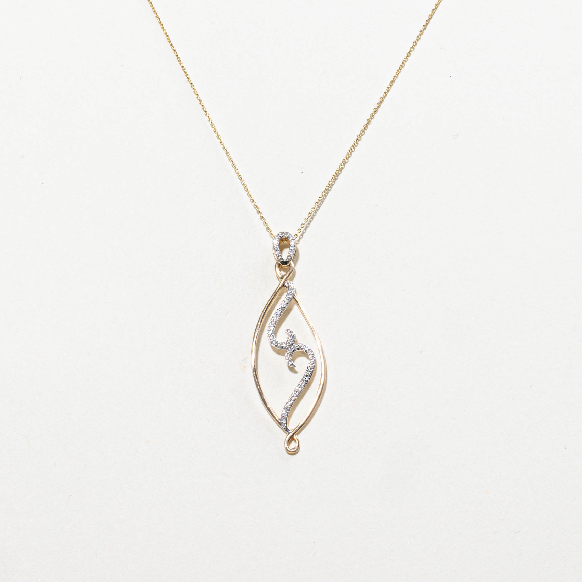 14k Diamond Swirl Geometric Pendant Necklace | 0.15ctw | 18"