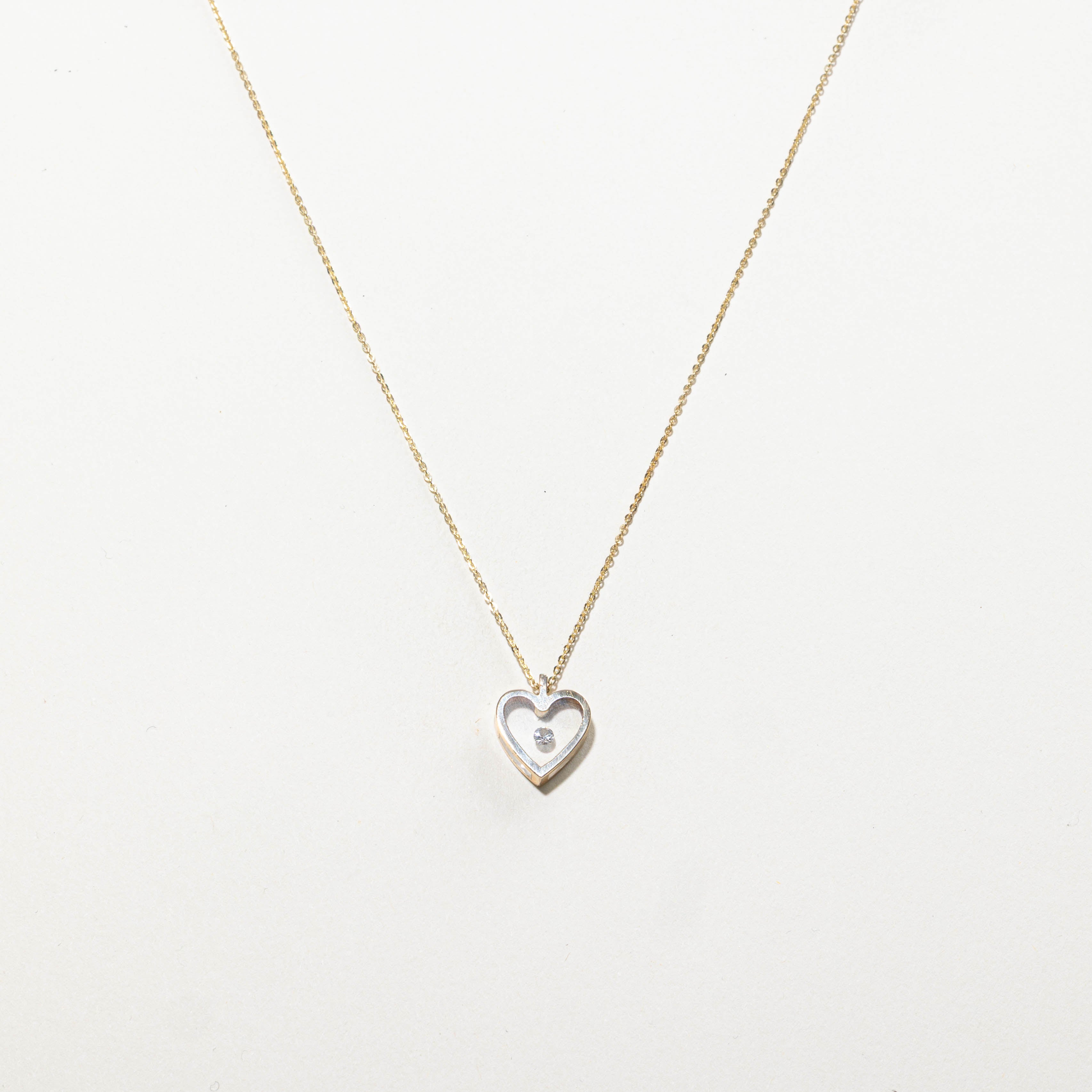 14k Diamond Heart Pendant Necklace | 0.10ctw | 17"