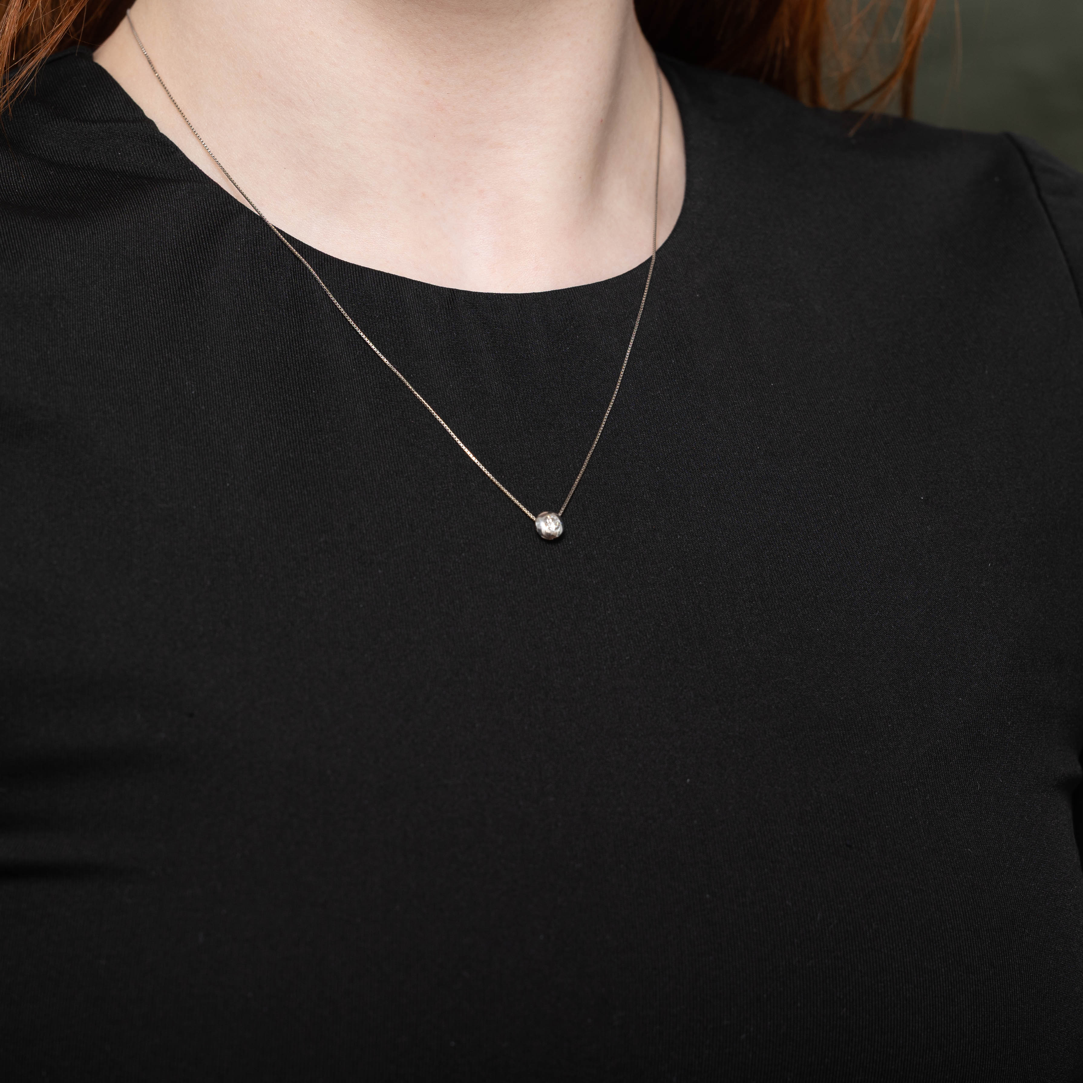14k Bezel Set Diamond Pendant Necklace | 0.15ctw | 19"