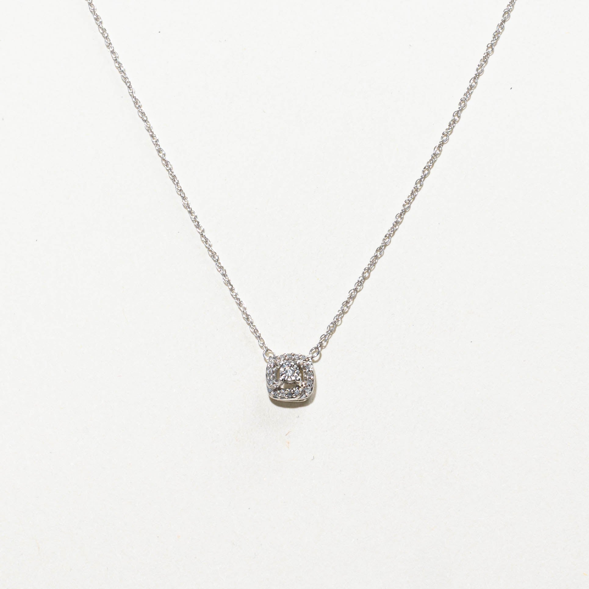 Diamond Halo Pendant Necklace | 0.06ctw | 17"