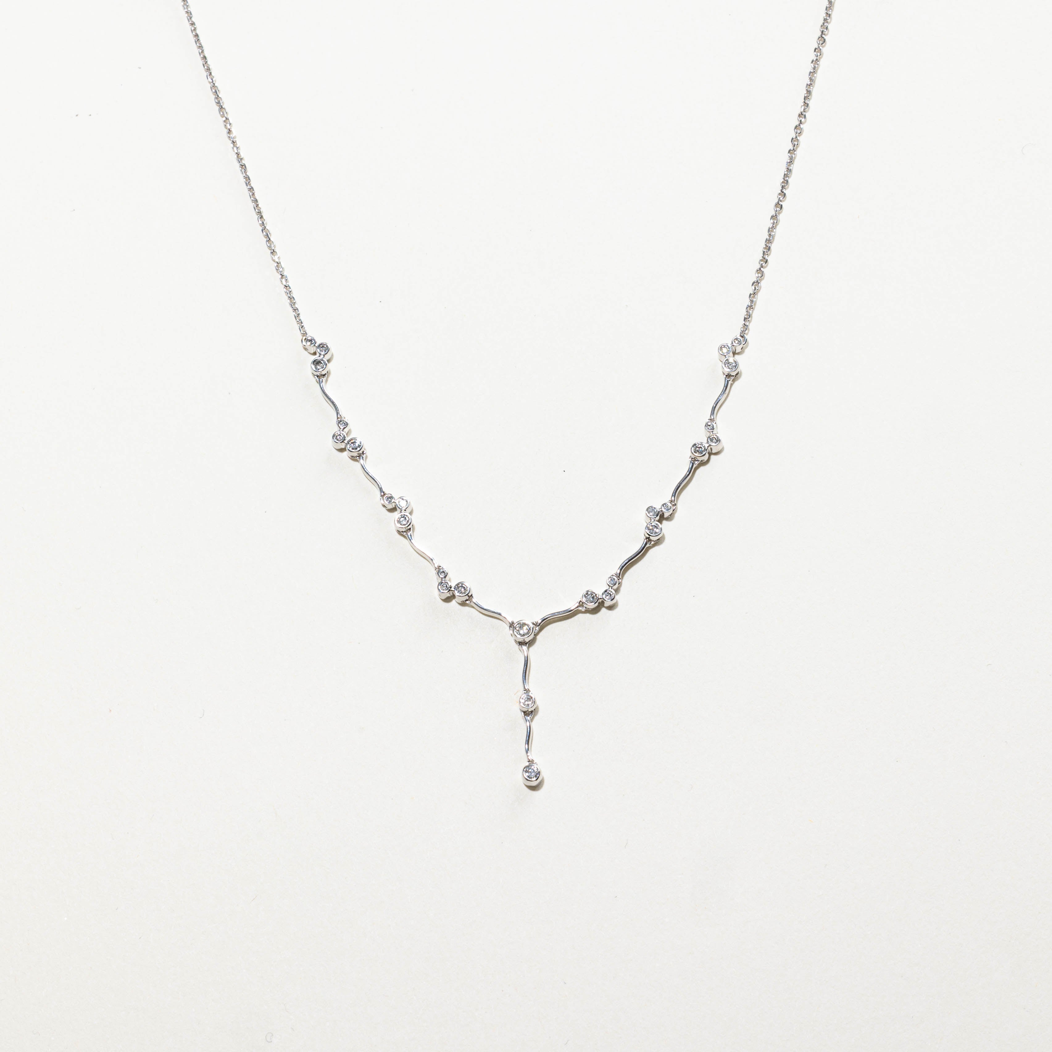 14k Bezel Set Diamond Clusters Necklace | 0.50ctw | 17"