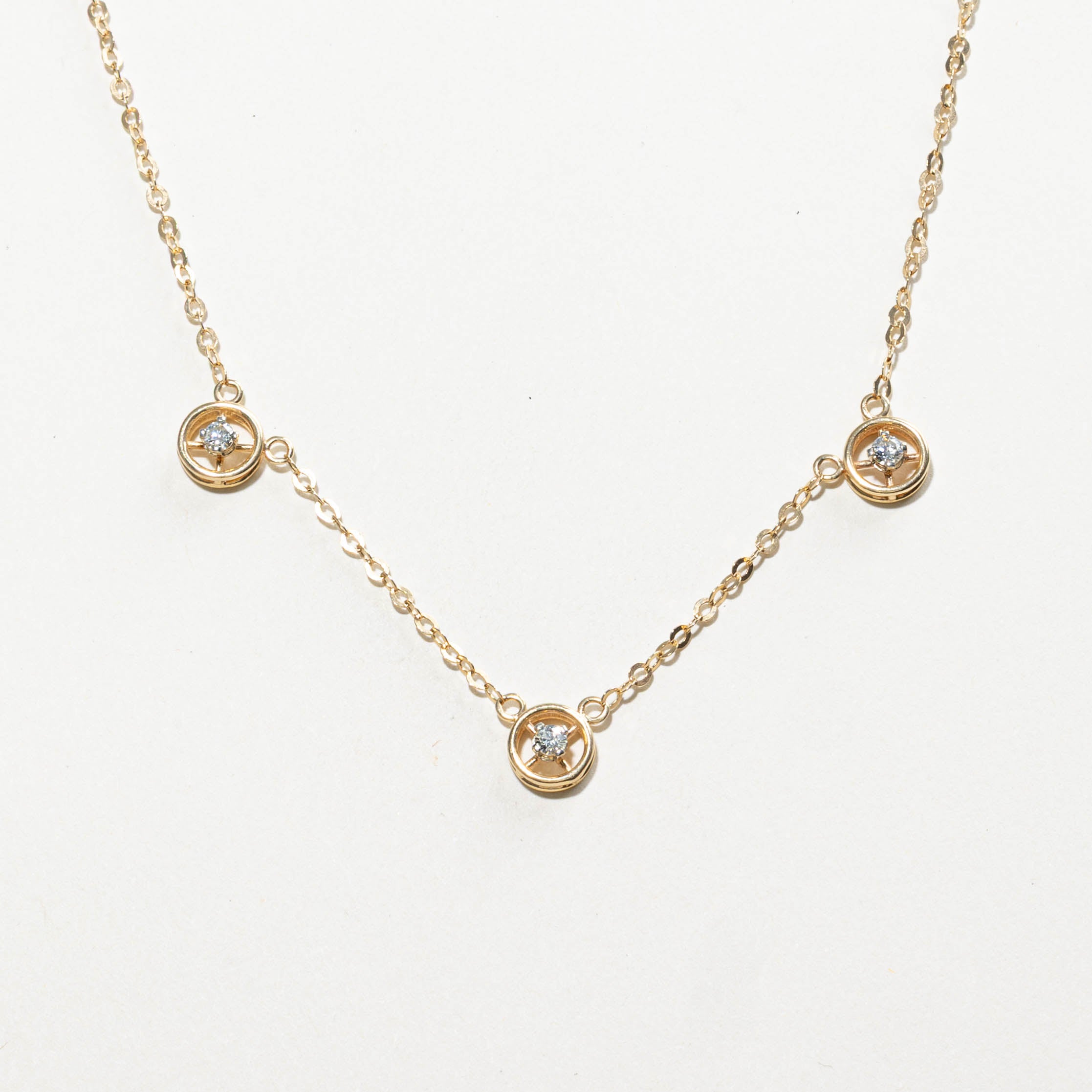 14k Diamond Satellite Necklace | 0.30ctw | 17"