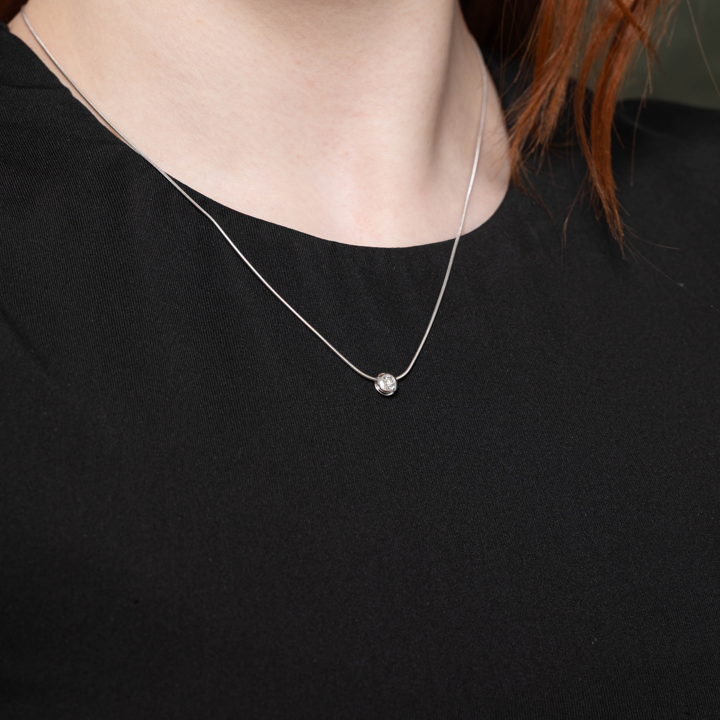 14k Bezel Set Diamond Necklace | 0.11ctw | 18"