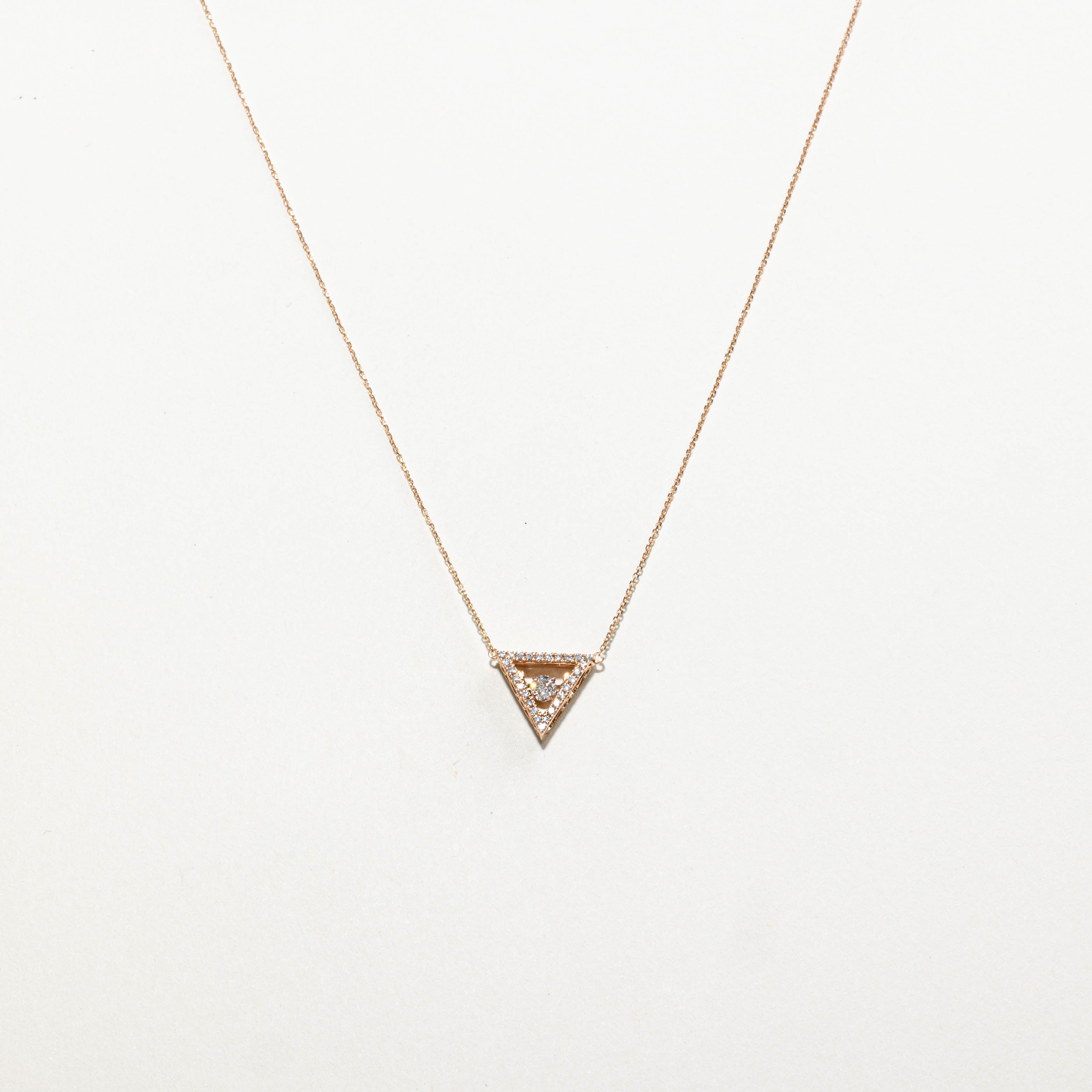 14k Diamond Triangle Pendant Necklace | 0.30ctw | 17"