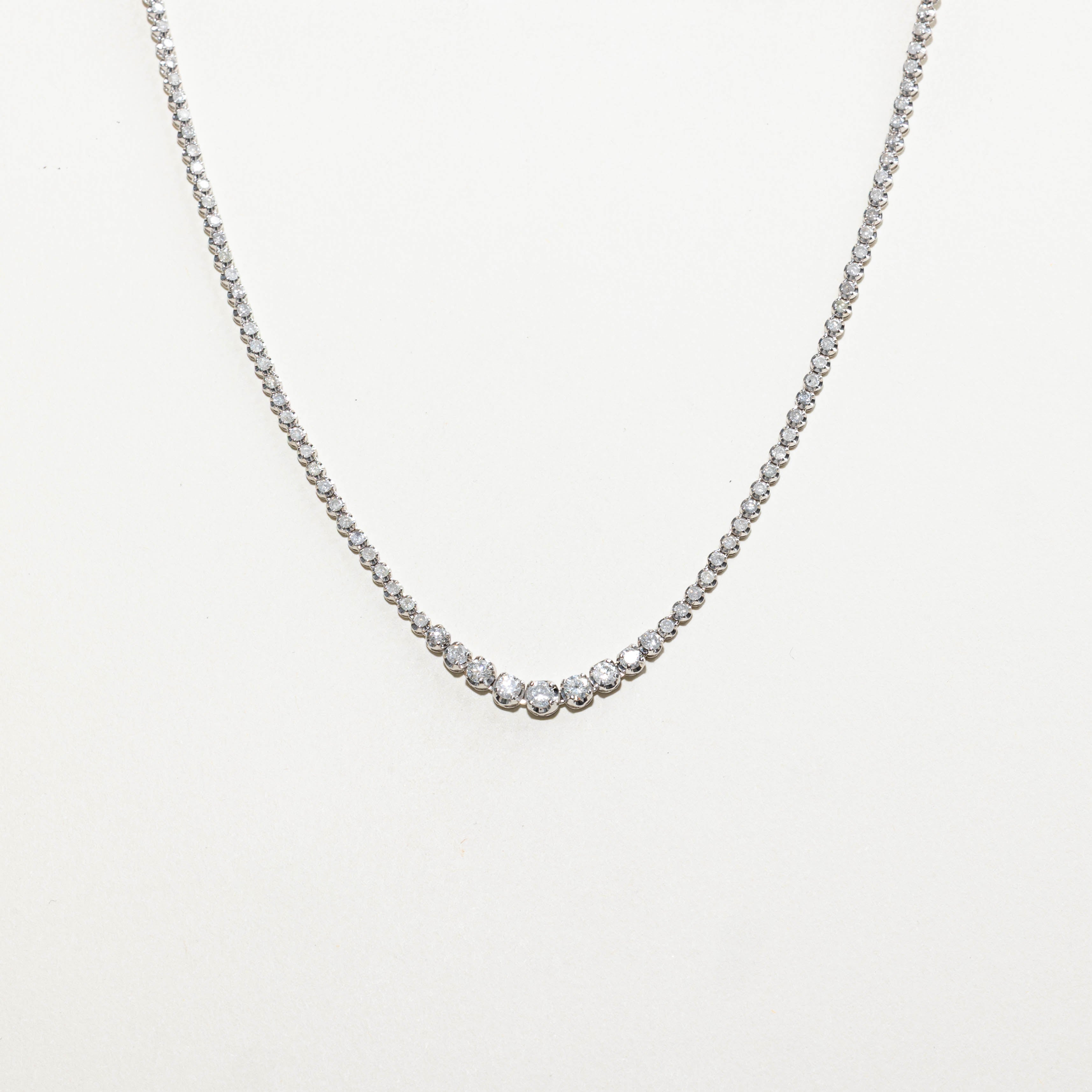 14k Graduated Diamond Tennis Necklace | 5.00ctw | 16"