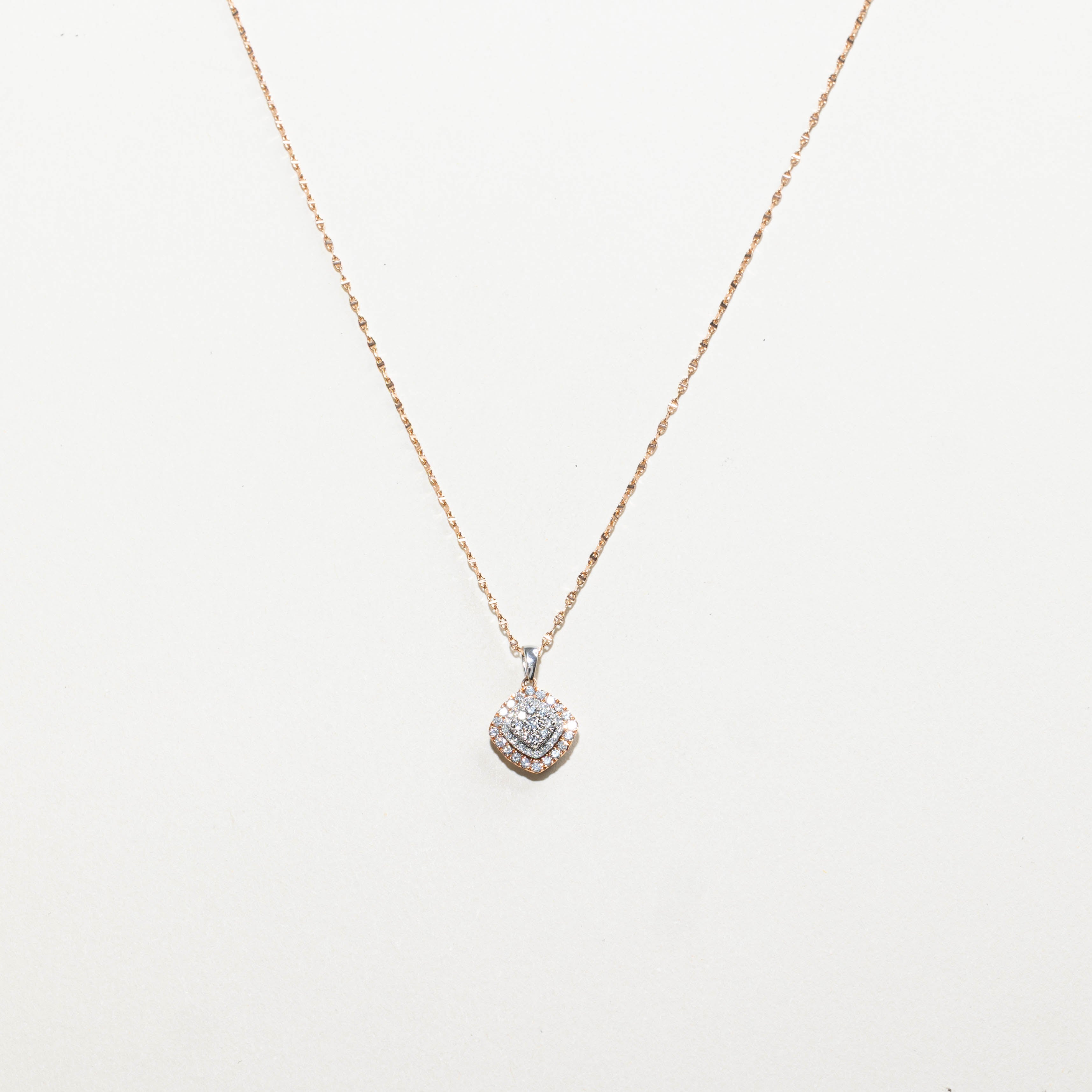 10k Rose Gold Diamond Cluster Pendant Necklace | 0.50ctw | 20"