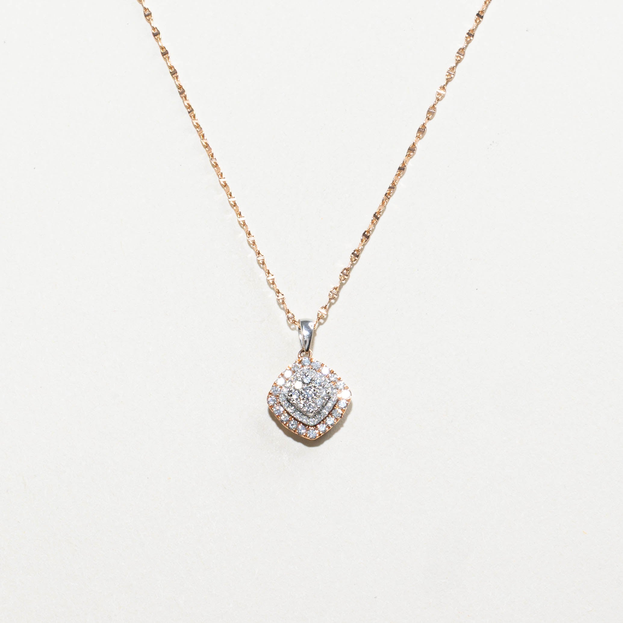 10k Rose Gold Diamond Cluster Pendant Necklace | 0.50ctw | 20"