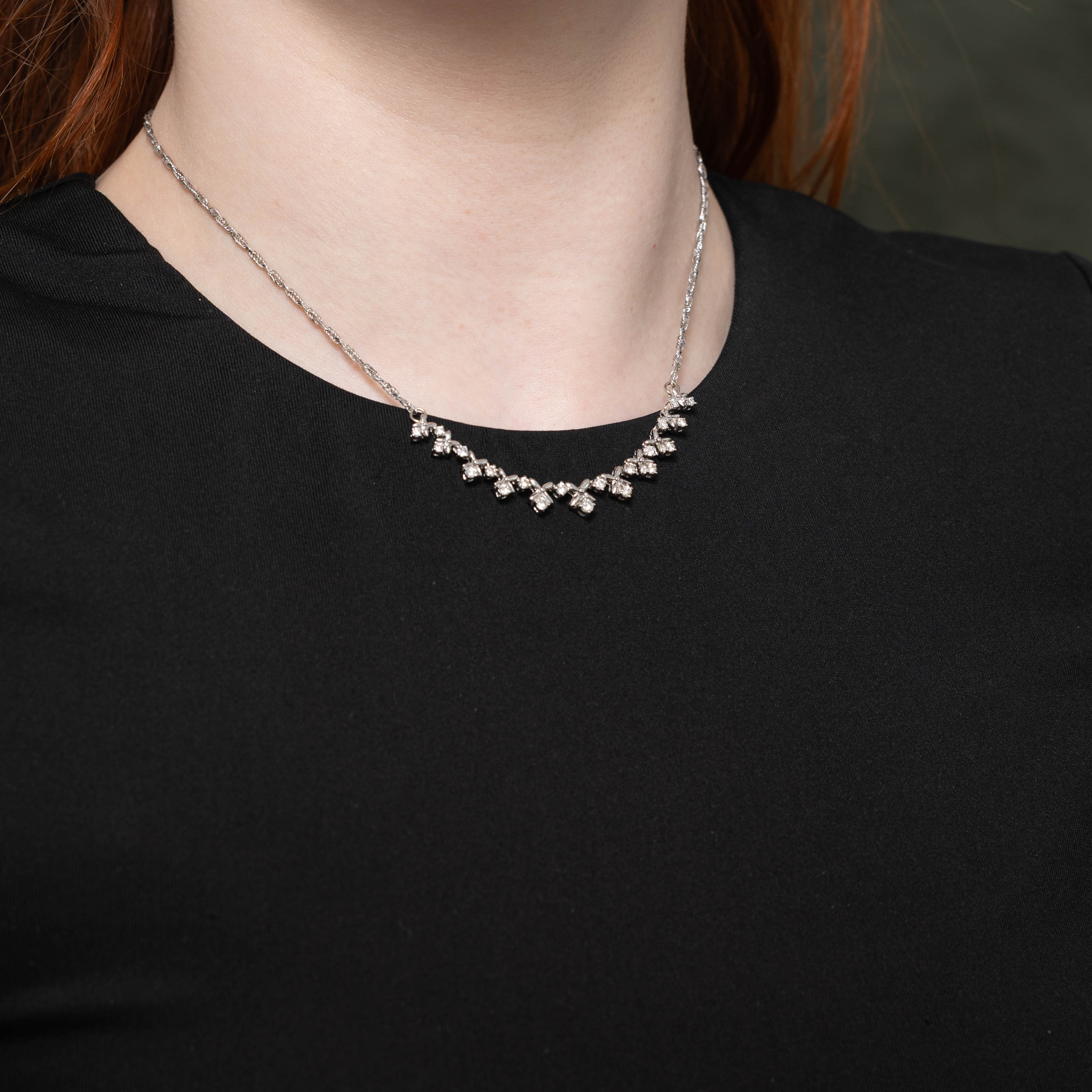 18k Diamond Cluster Necklace | 1.00ctw | 16"