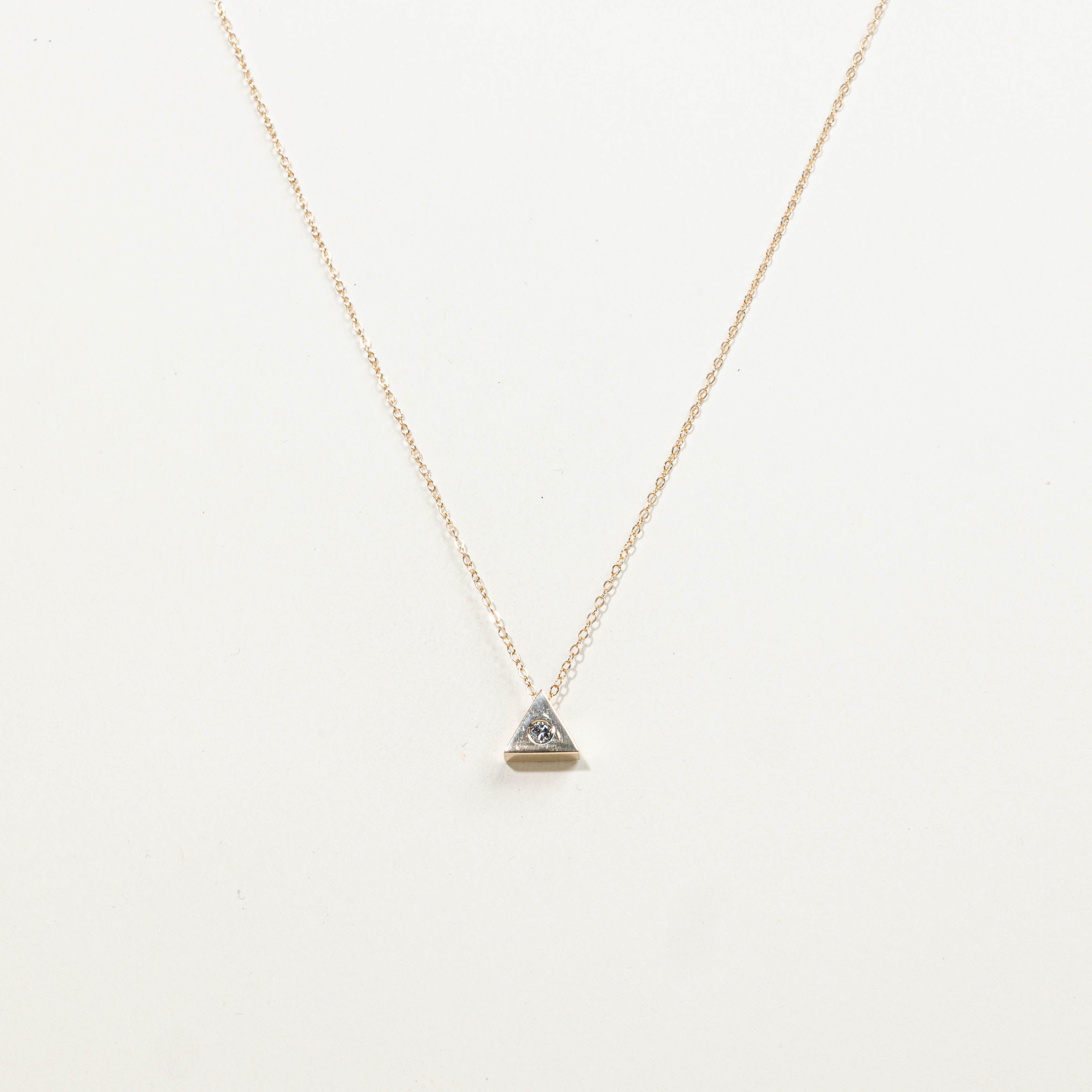 14k Diamond Triangle Pendant Necklace | 0.12ctw | 17"