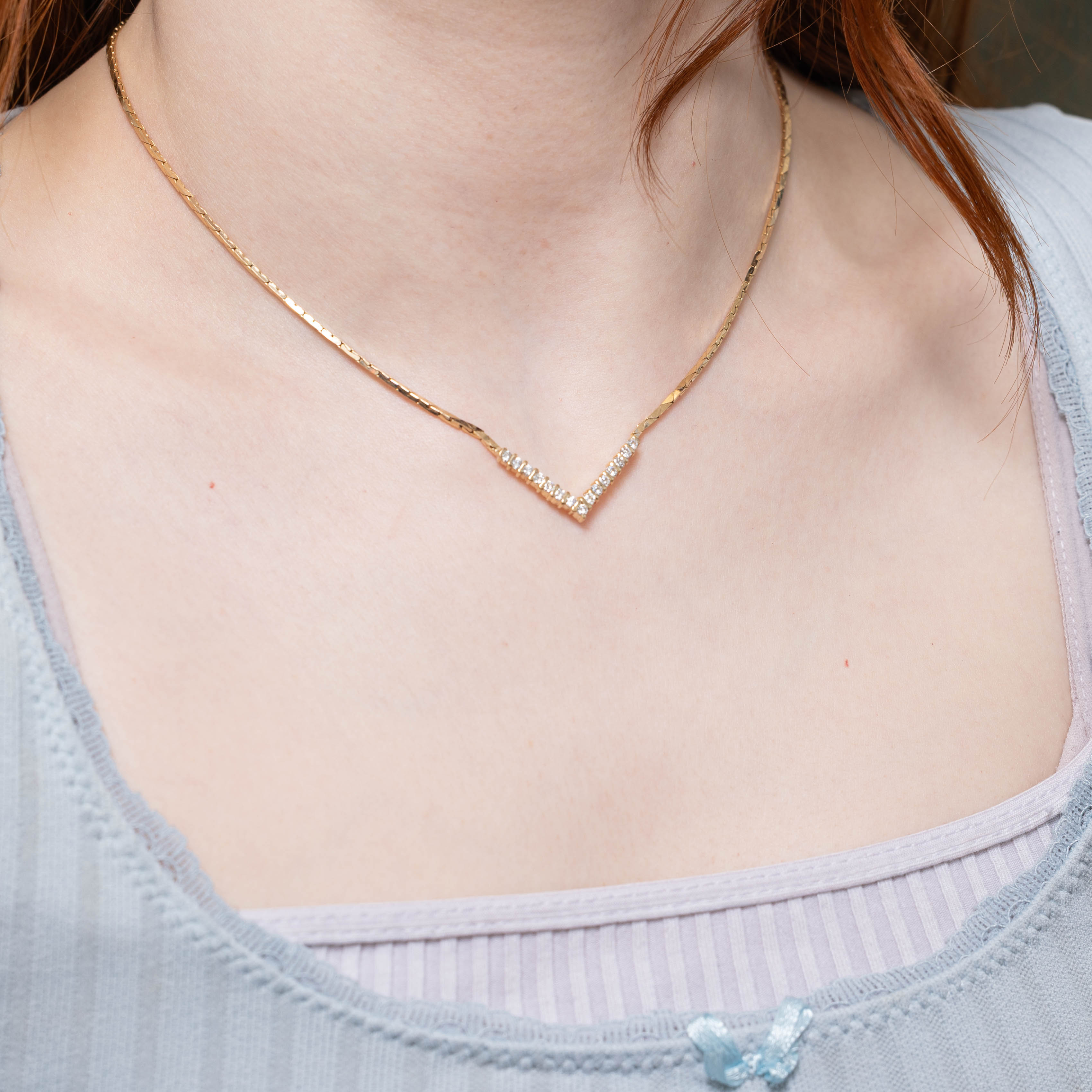 14k Diamond V-Shaped Necklace | 0.52ctw | 16"