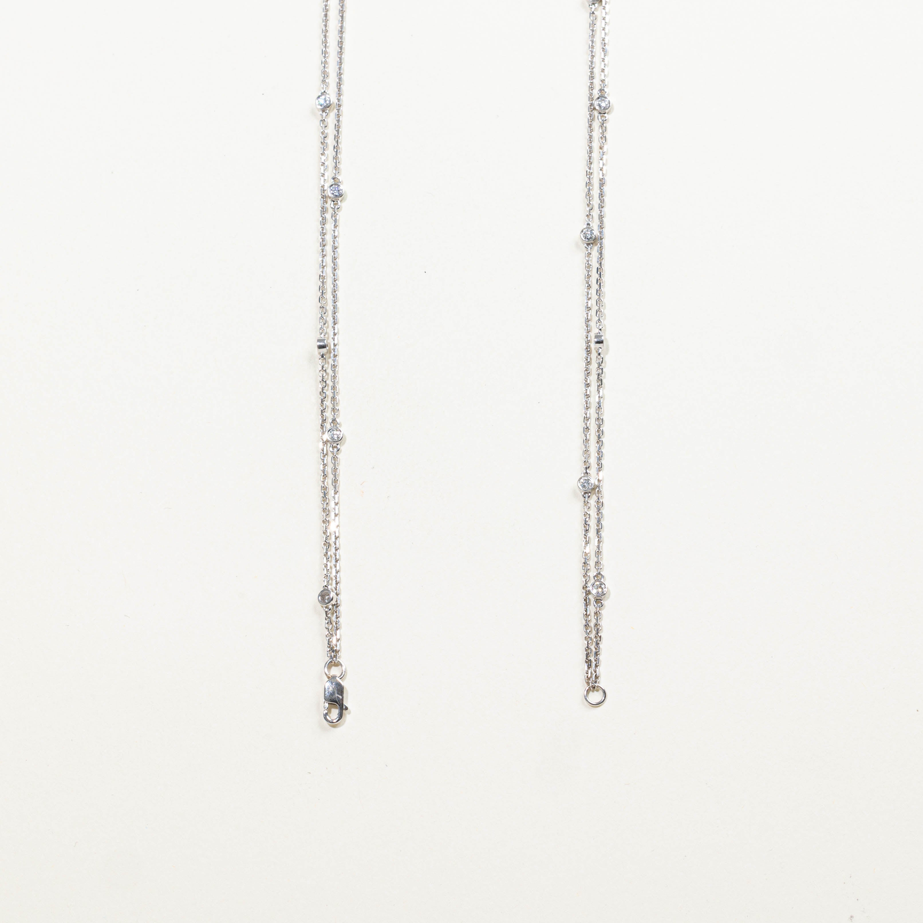 18k Bezel Set Diamond Satellite Double Strand Necklace | 1.28ctw | 26"