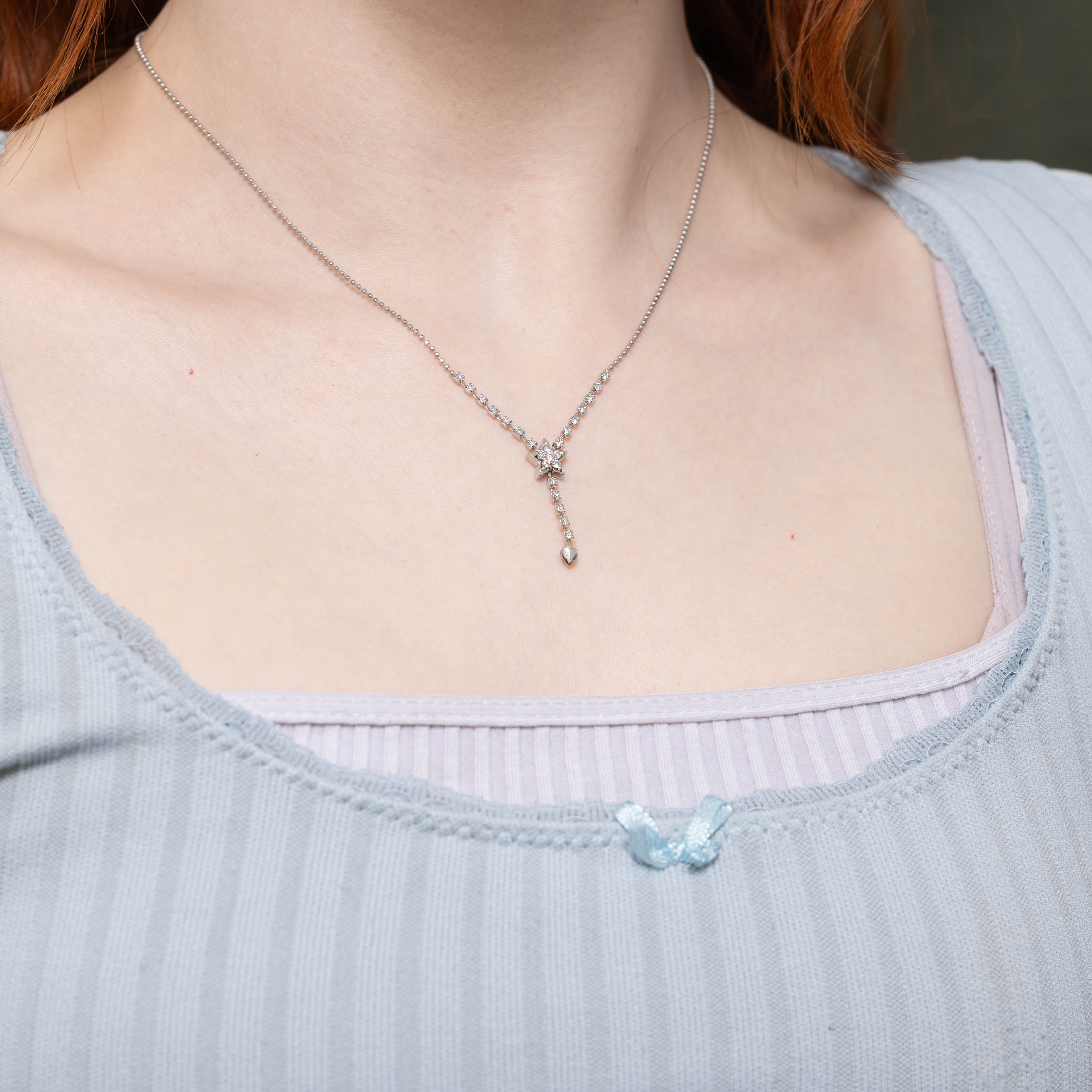 Diamond Star Cluster Drop Necklace | 0.50ctw | 17"