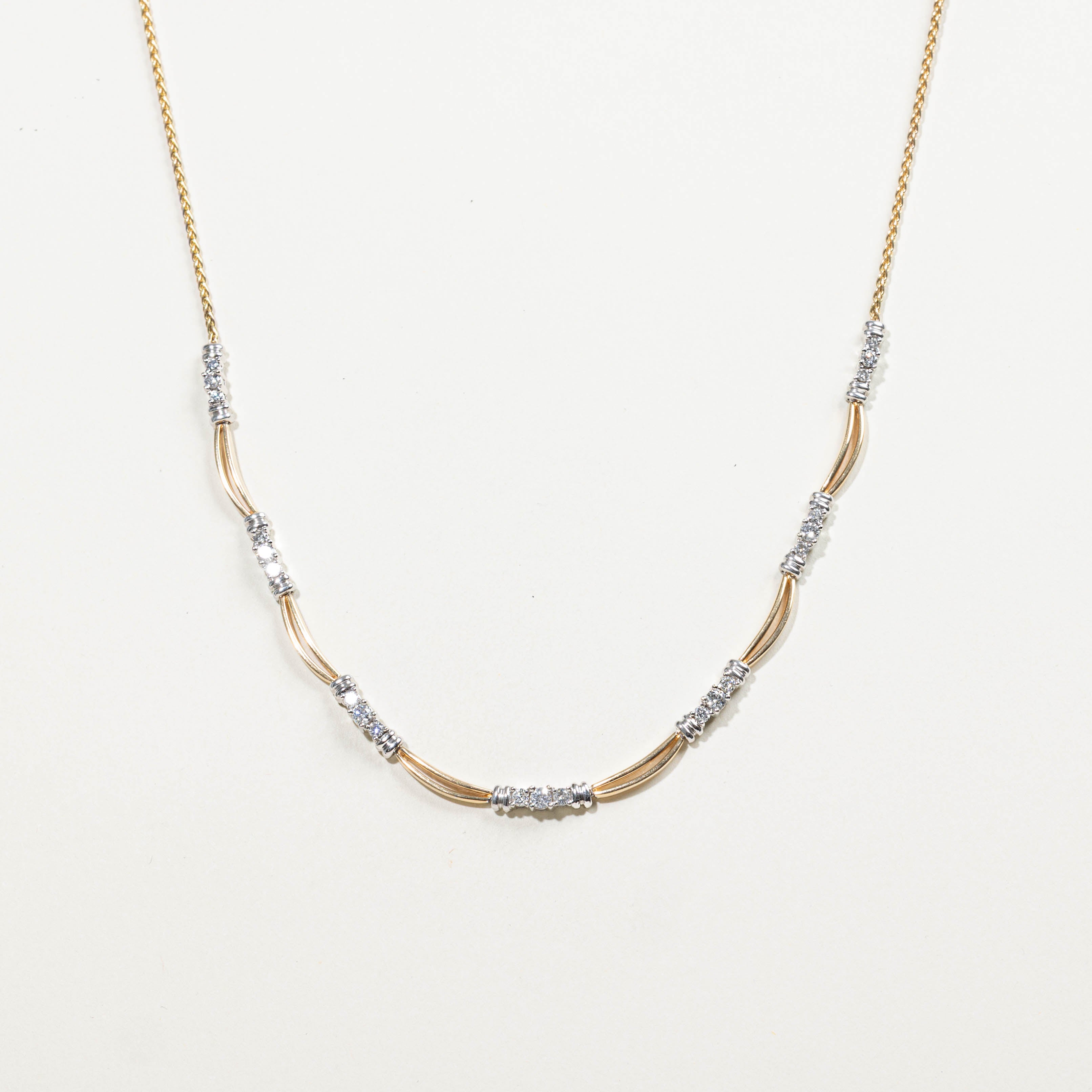14k Diamond Clusters Scalloped Necklace | 1.00ctw | 17"