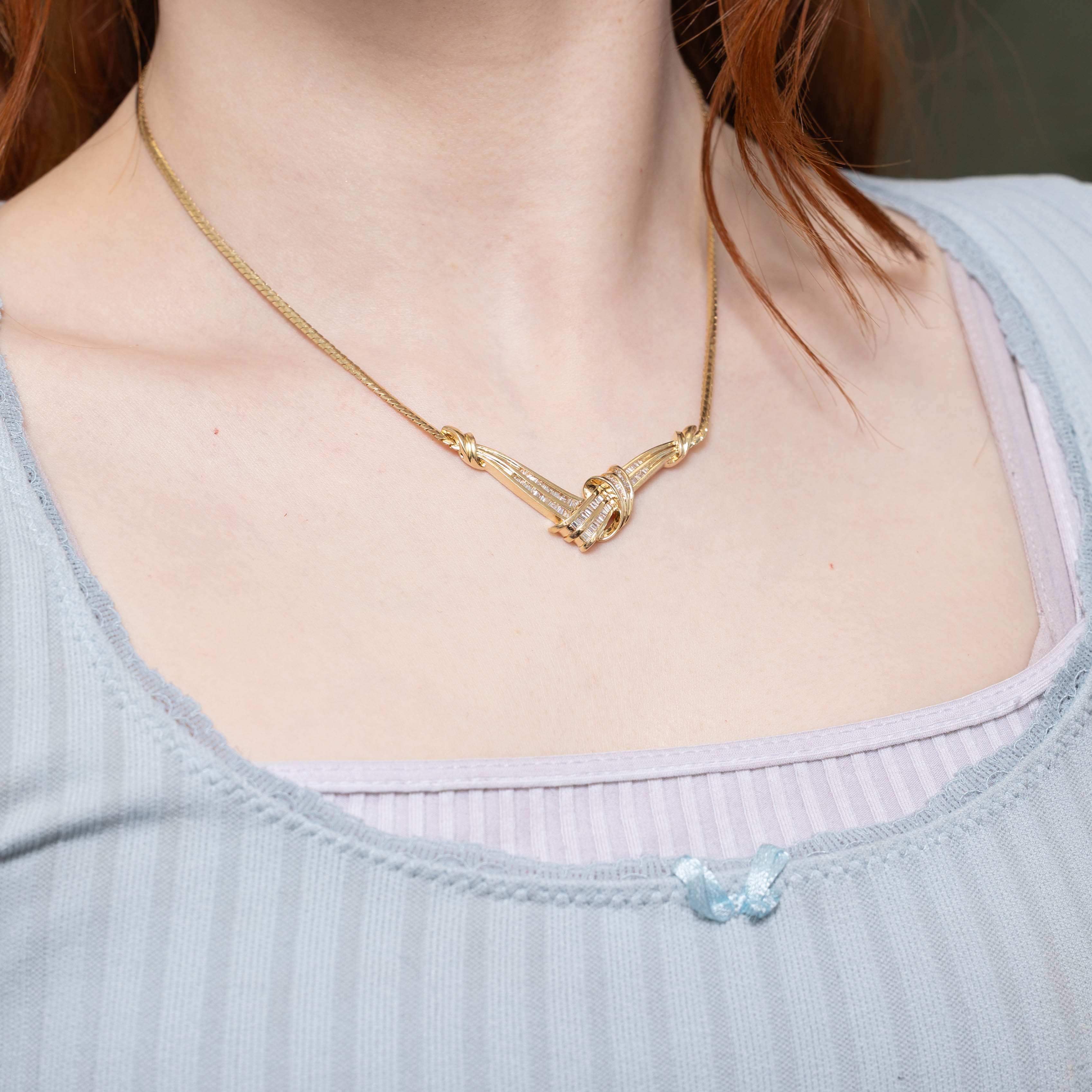 14k Diamond Knot Pendant Necklace | 0.75ctw | 17"