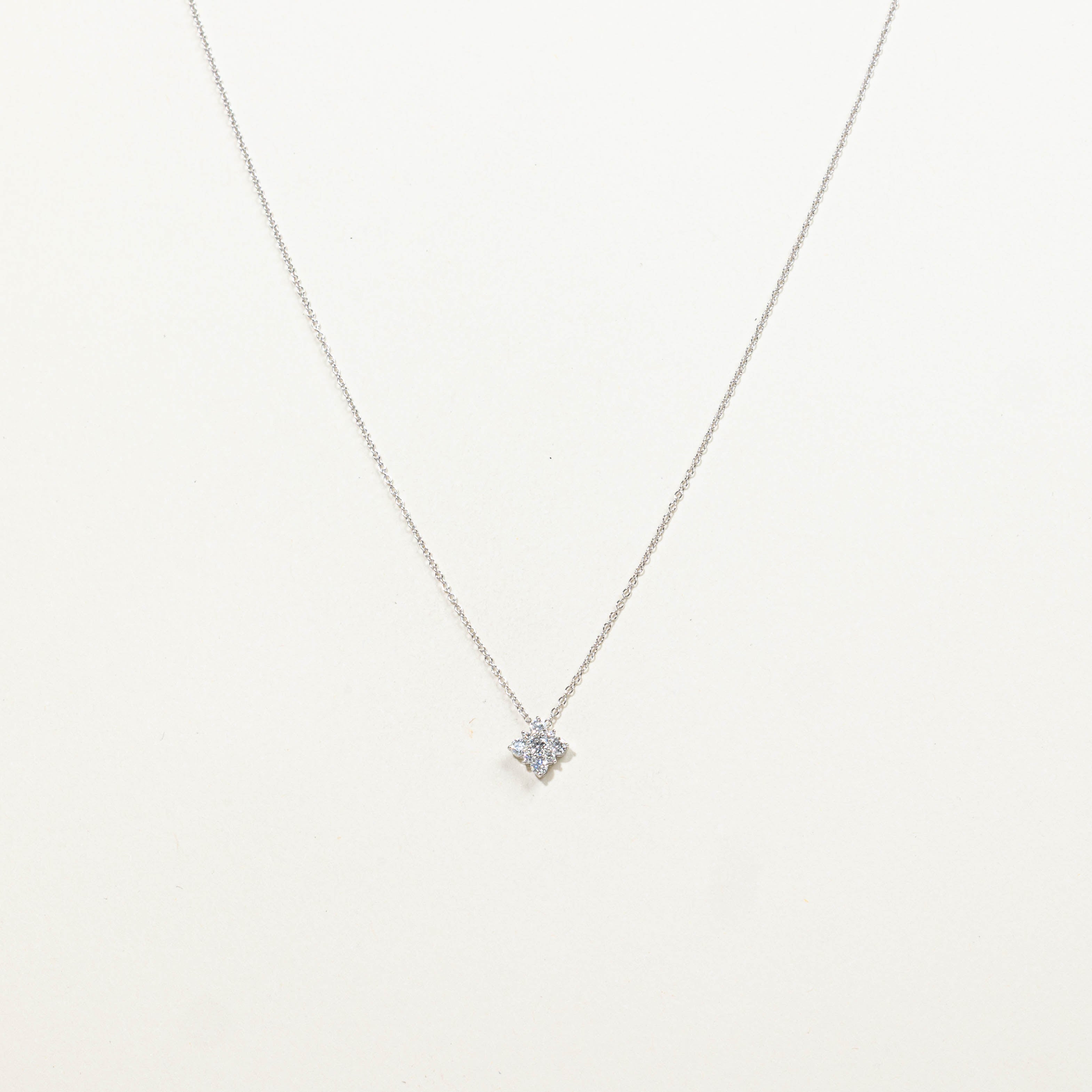 ‘Birks’ 18k Diamond Snowflake Pendant Necklace | 0.29ctw | 18"