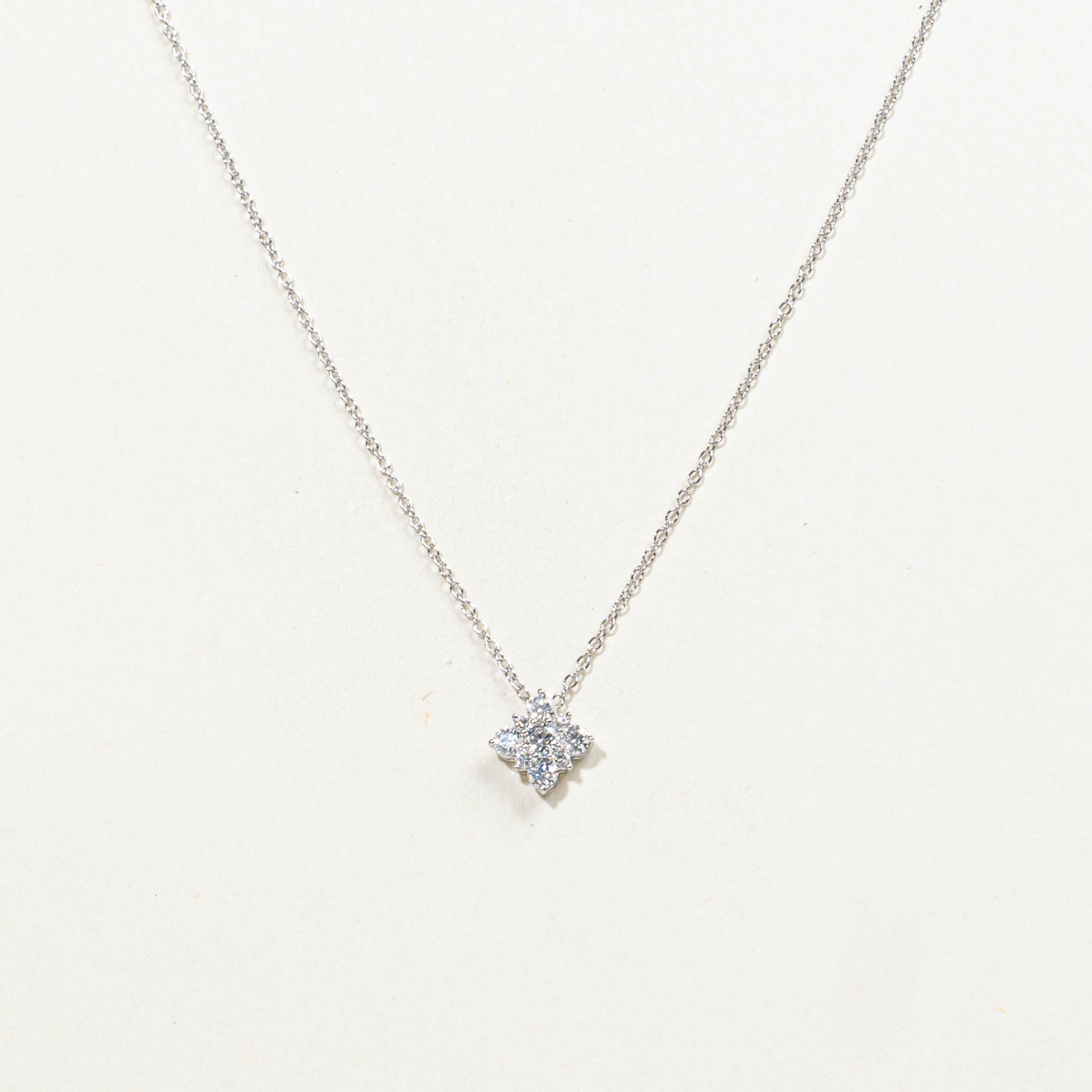 ‘Birks’ 18k Diamond Snowflake Pendant Necklace | 0.29ctw | 18"