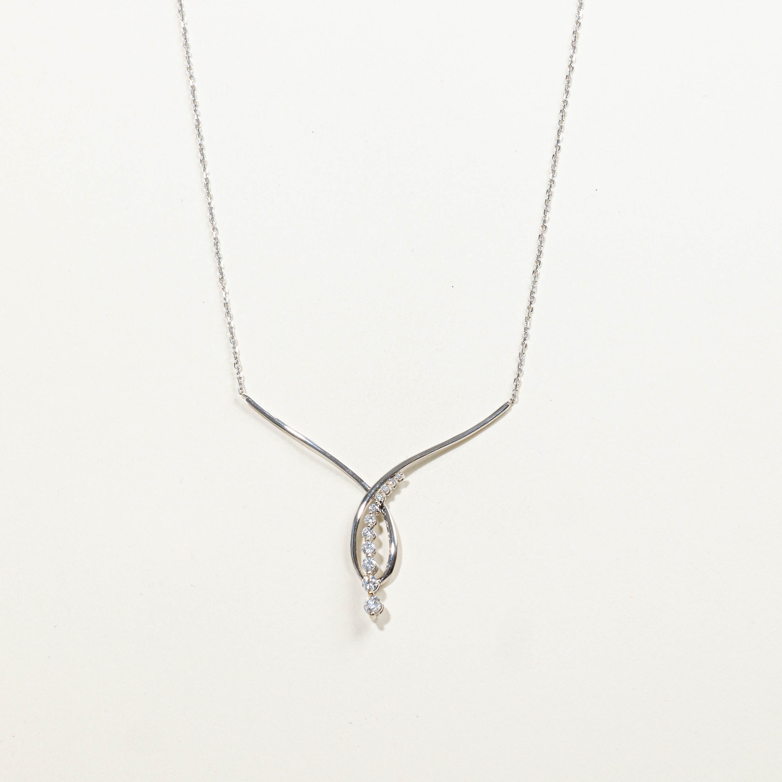 14k Diamond Wavy Geometric Necklace | 0.50ctw | 16"