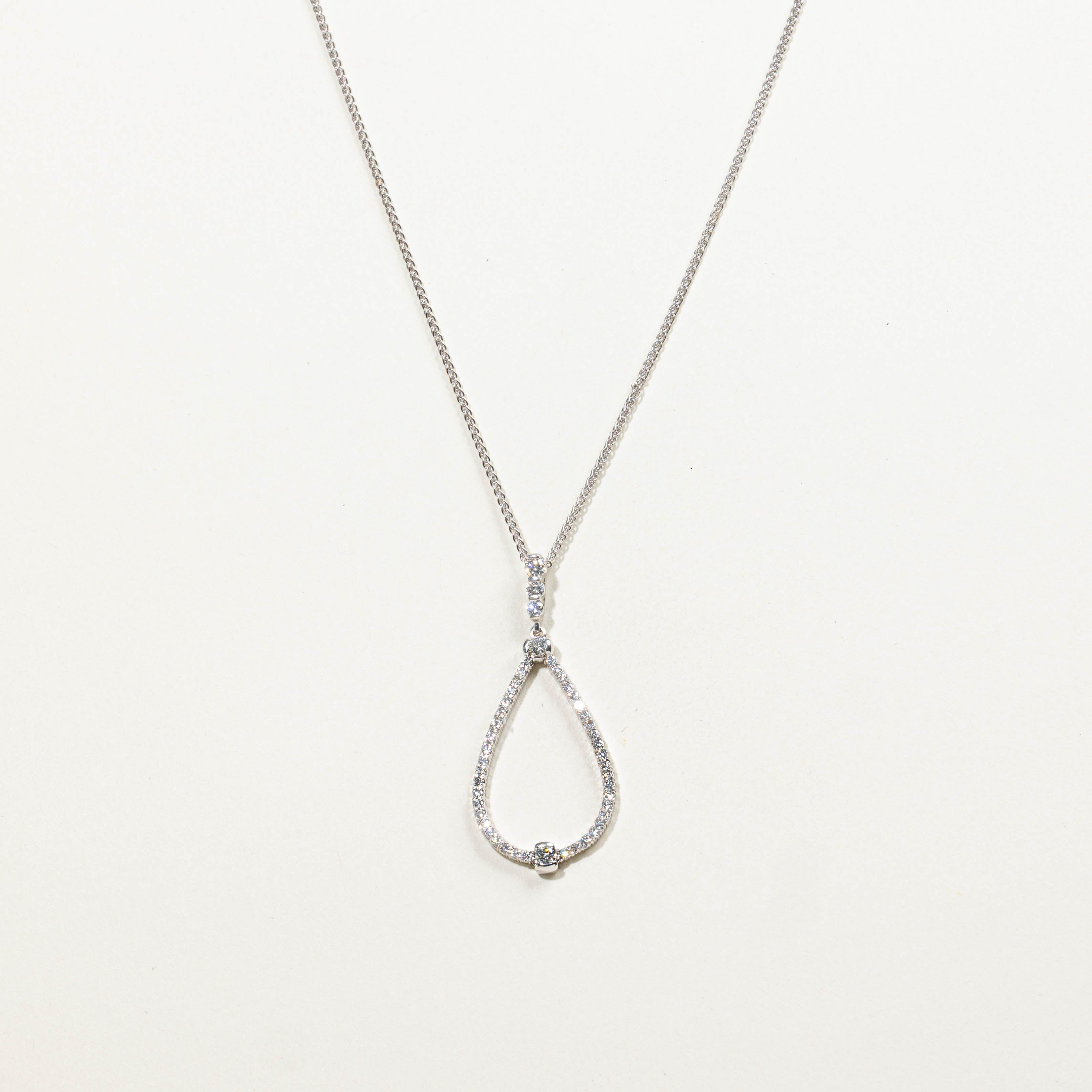 ‘Birks’ 18k Diamond Teardrop Pendant Necklace | 0.76ctw | 17"