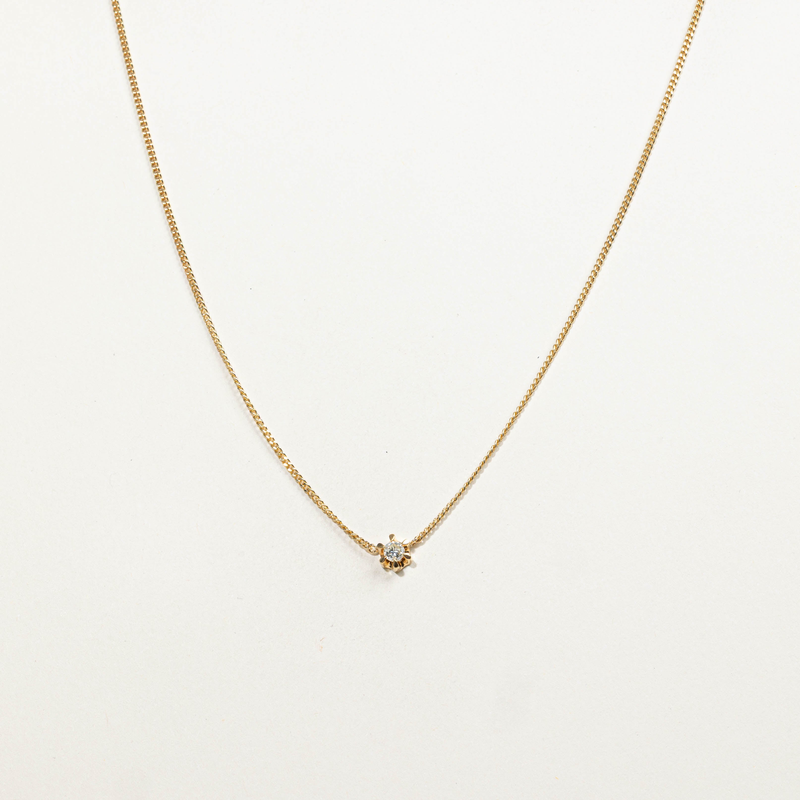 18k Solitiare Diamond Pendant Necklace | 0.28ct | 16"