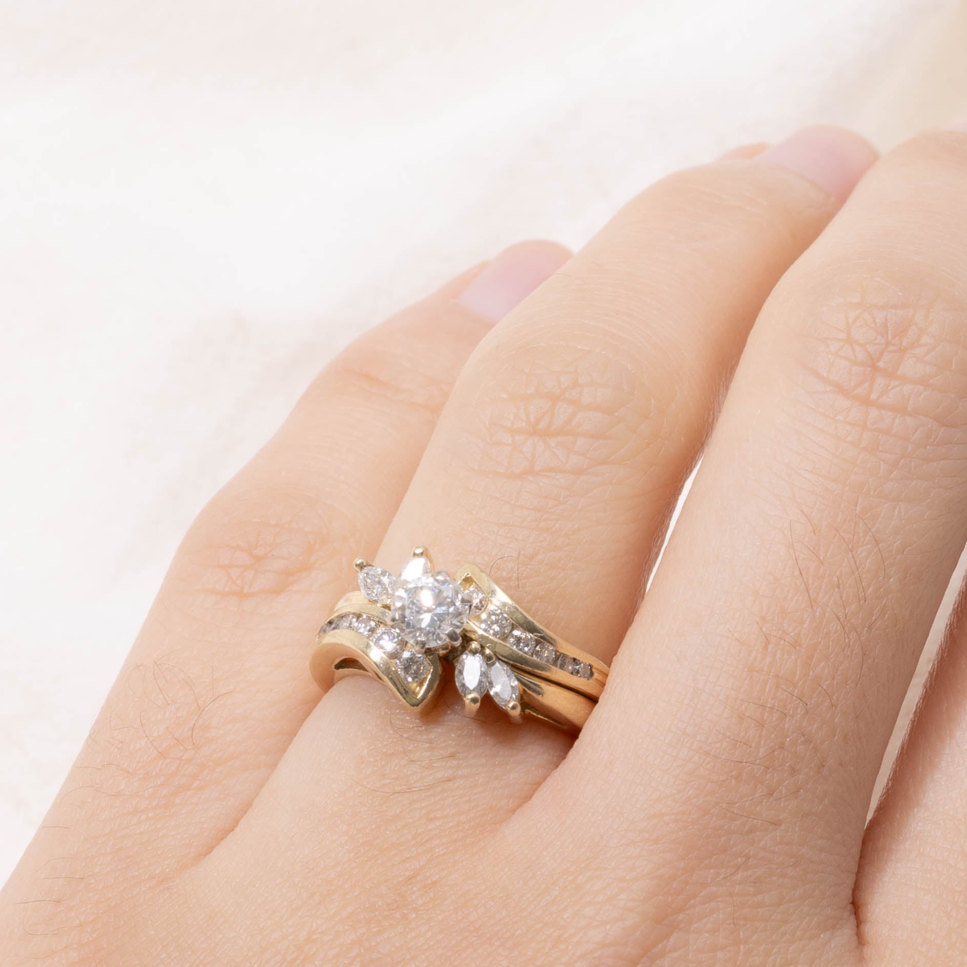 14k Diamond Floral Bypass Ring | 0.78ctw | SZ 4.5