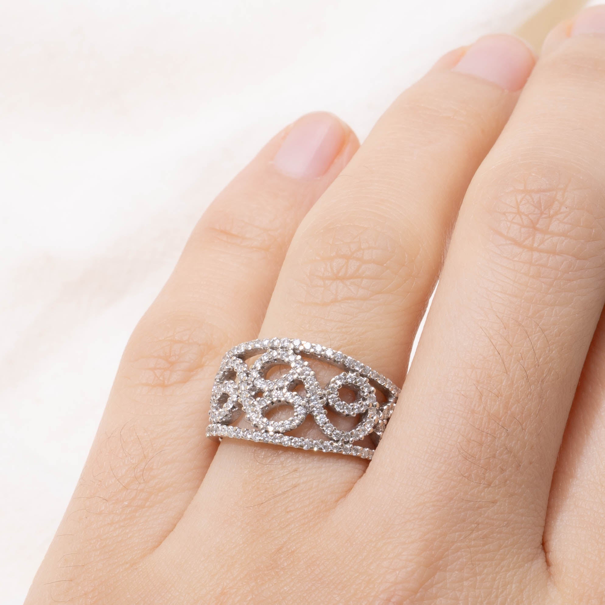 ‘Birks’ 18k Diamond Scrollwork Openwork Band | 0.27ctw | SZ 6.5