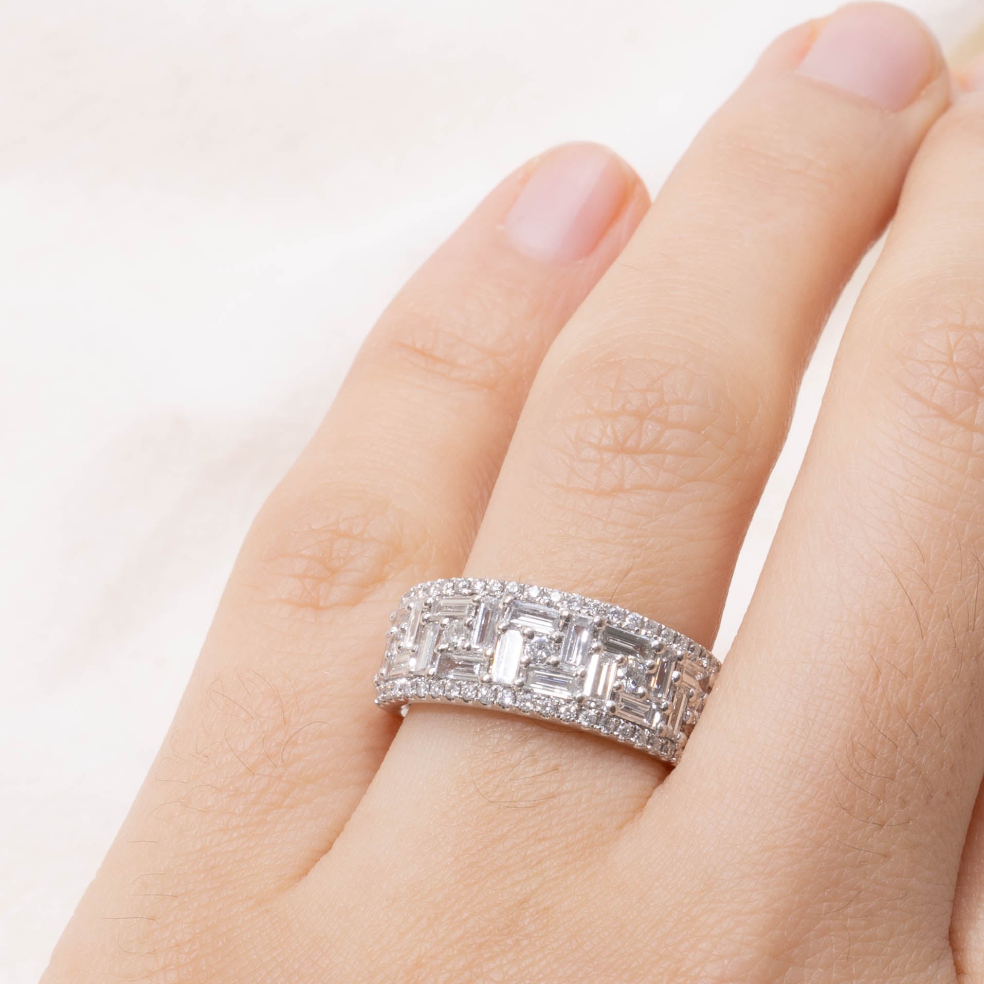 18k Mixed Cut Diamond Grid Ring | 1.00ctw | SZ 6.5