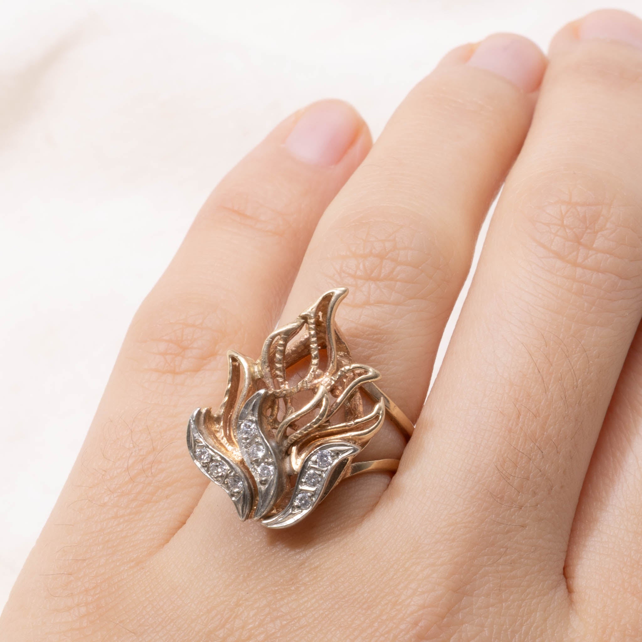 10k Diamond Flame Ring | SZ 5.5