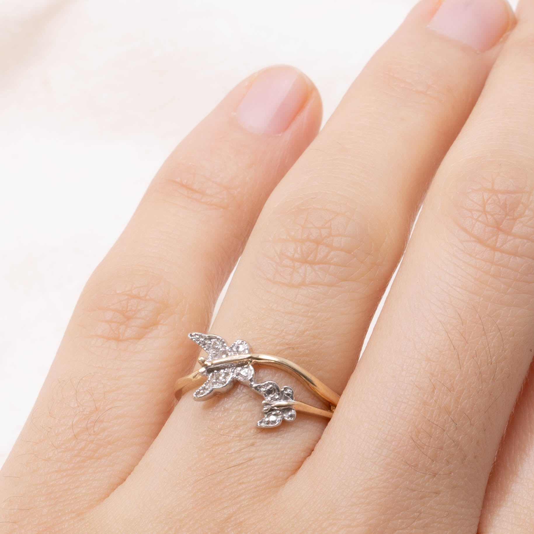 10k Diamond Butterfly Crossover Ring | SZ 6.5