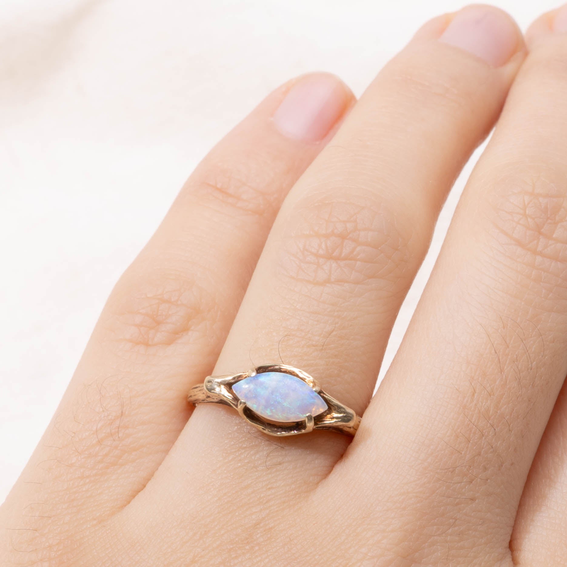 10k East West Marquise Cabochon Opal Ring | SZ 7.25