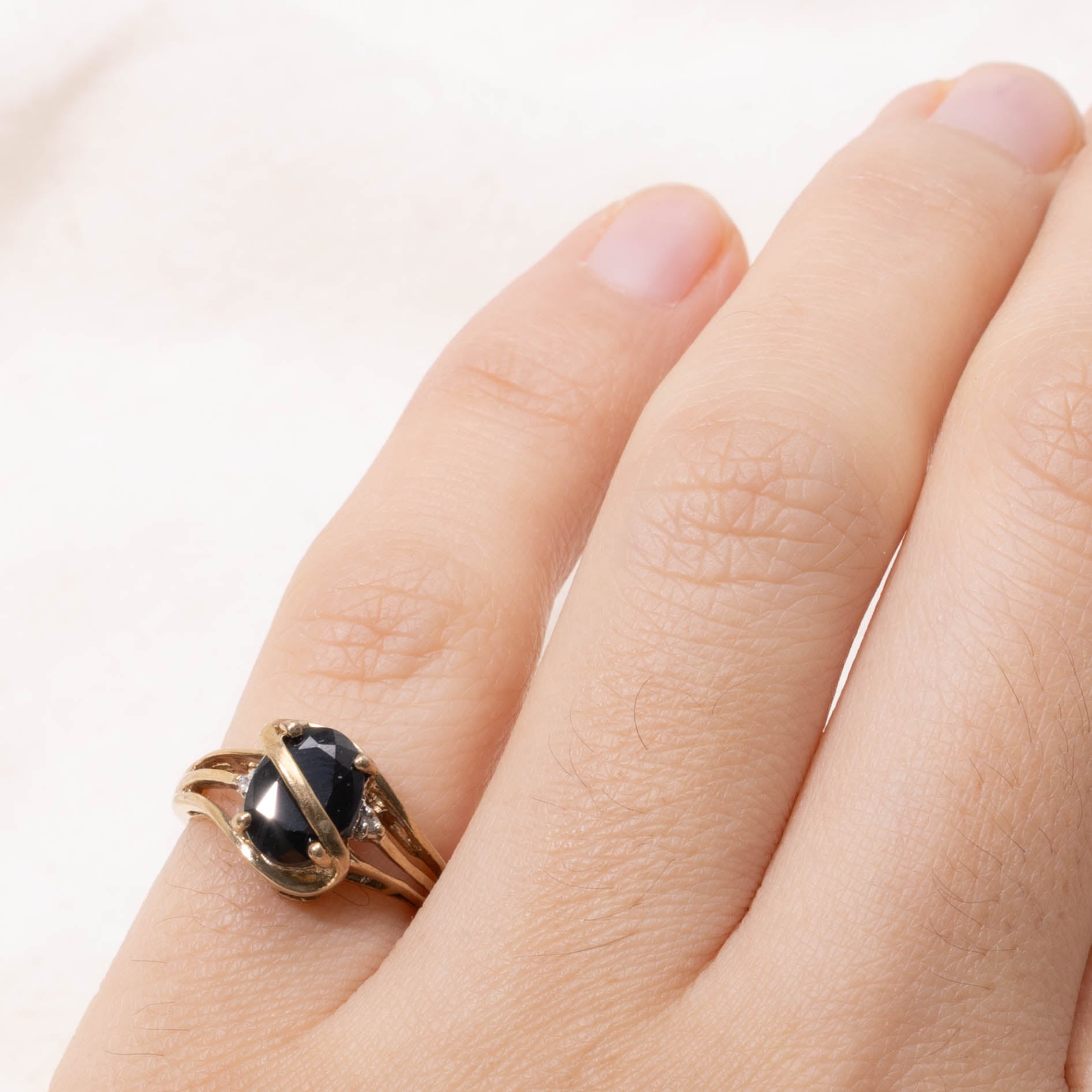 9k Sapphire & Diamond Accented Wrapped Ring | SZ 3.75