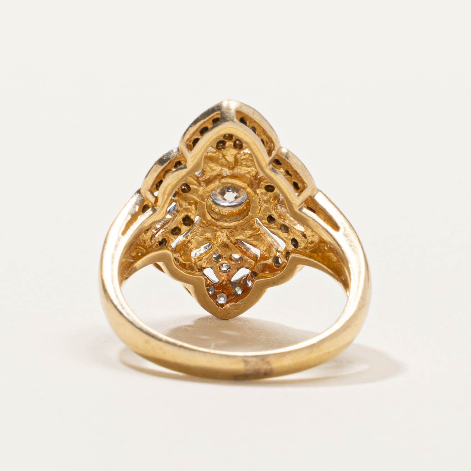 14k Bezel Set Diamond Ornate Openwork Ring | 0.30ctw | SZ 5.25