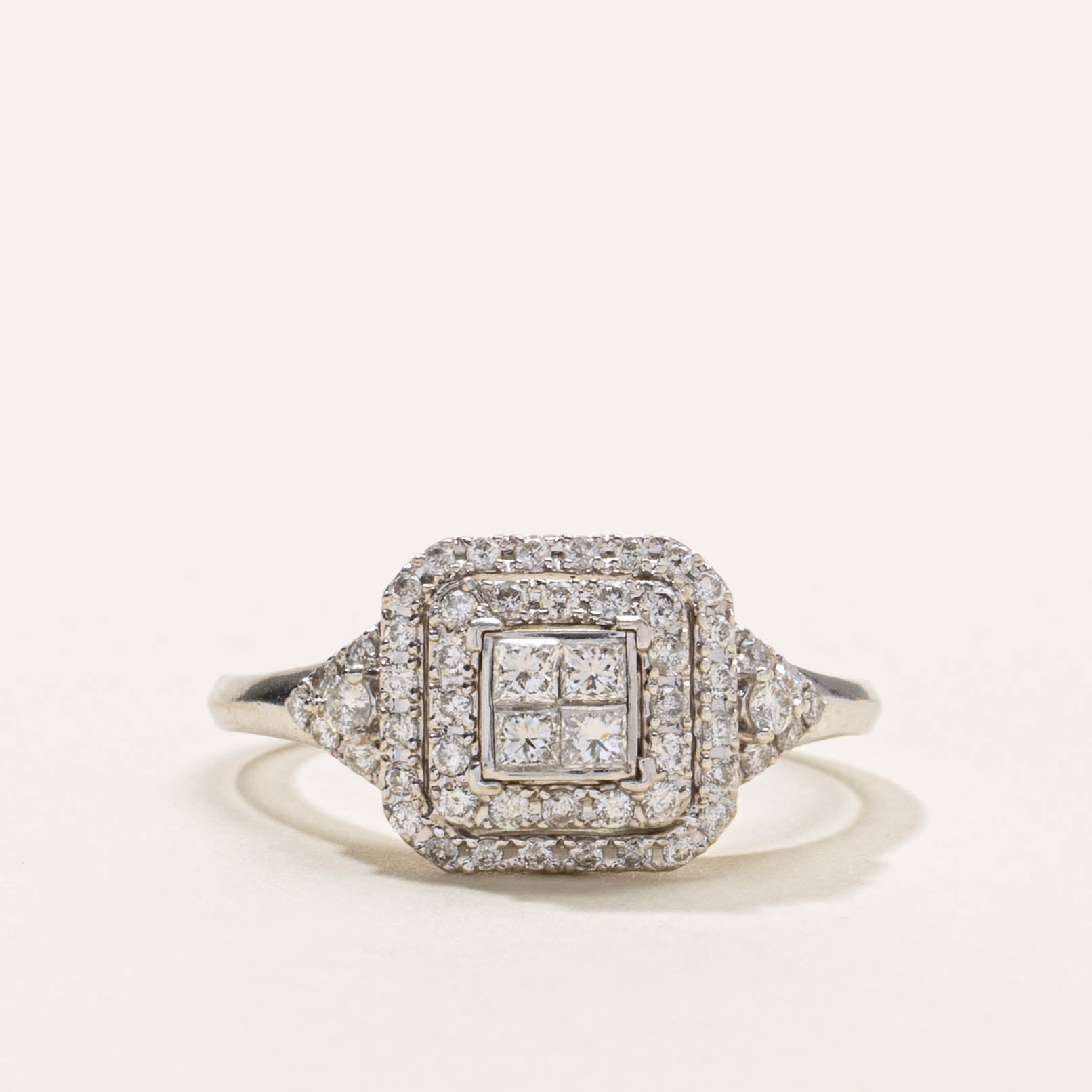 14k Illusion Set Diamond Double Halo Ring | 0.58ctw | SZ 8.75