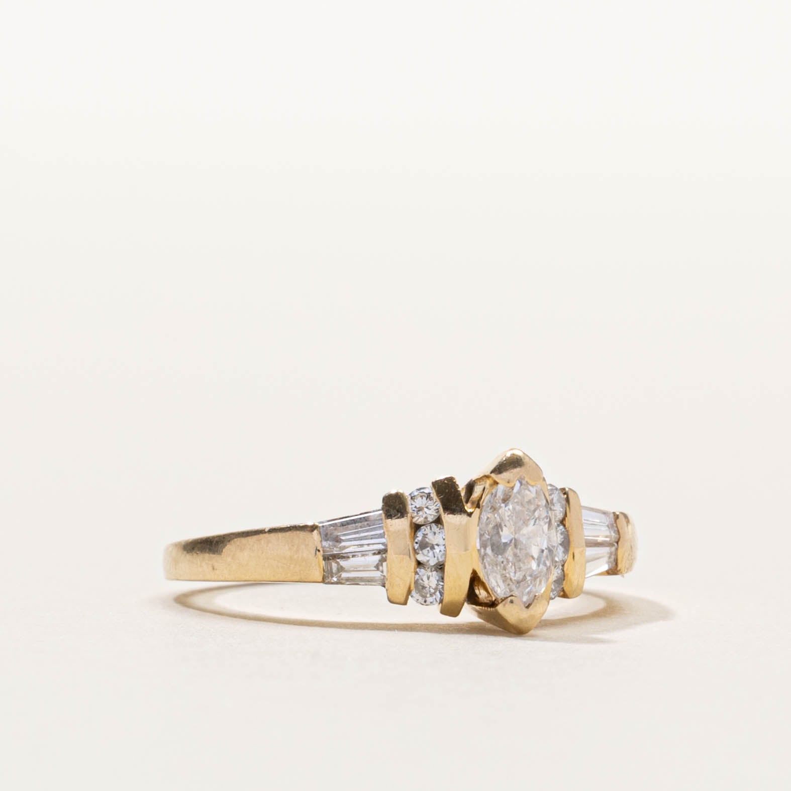 14k Marquise Cut Diamond Accented Ring | 0.51ctw | SZ 6