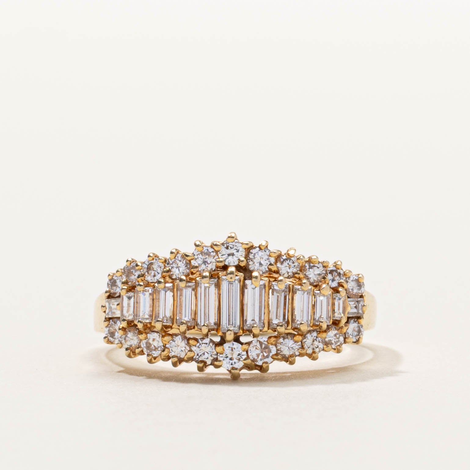 14k Diamond Multi Row Tapered Ring | 1.00ctw | SZ 7.75